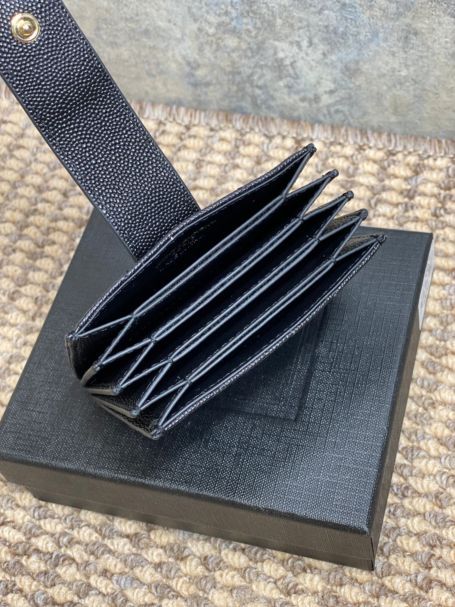 YSL Accordion Card Wallet Black 11cm Caviar Cowhide GHW mysite