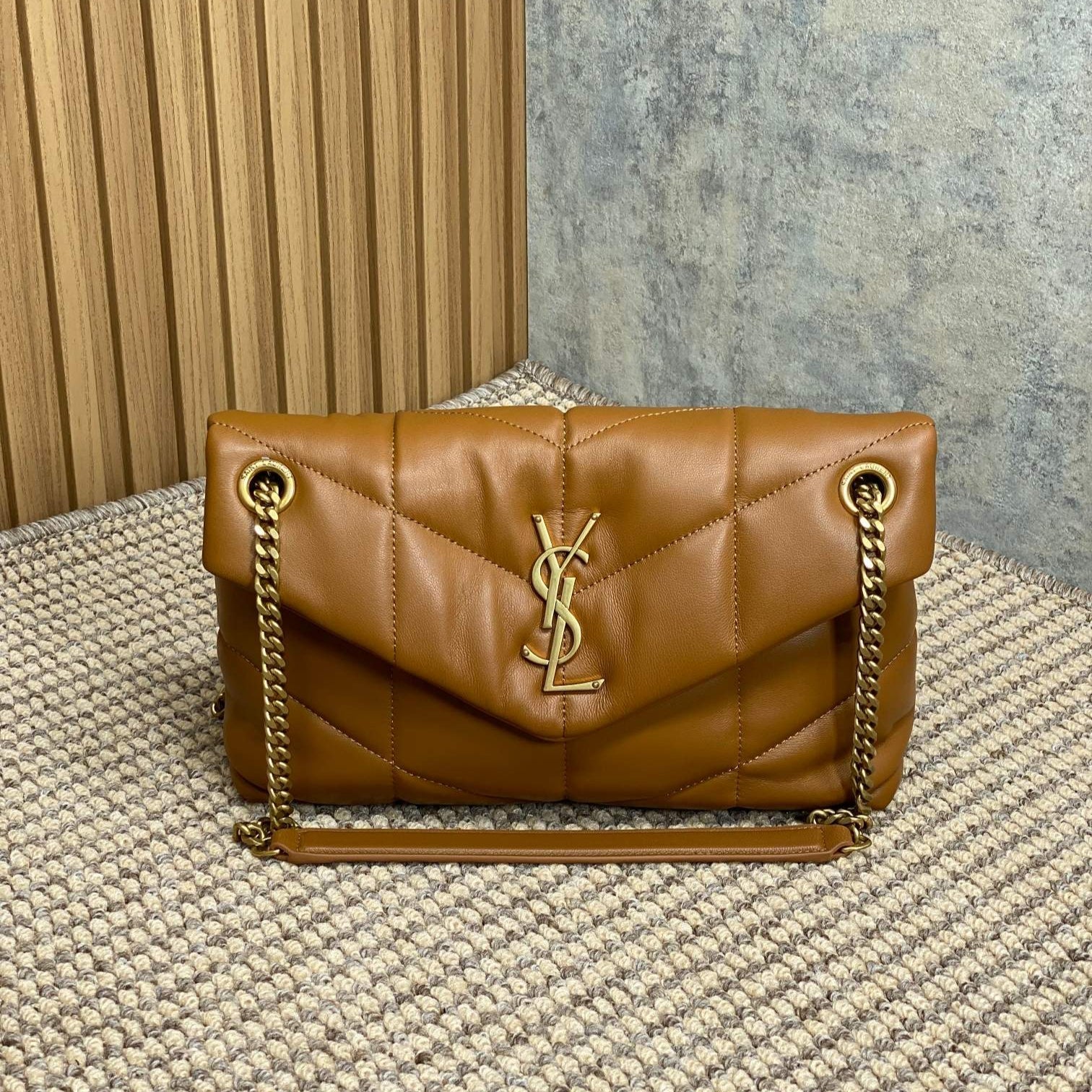 PUFFER SMALL 29 IN BRONZE BROWN LAMBSKIN GOLD HARDWARE mysite