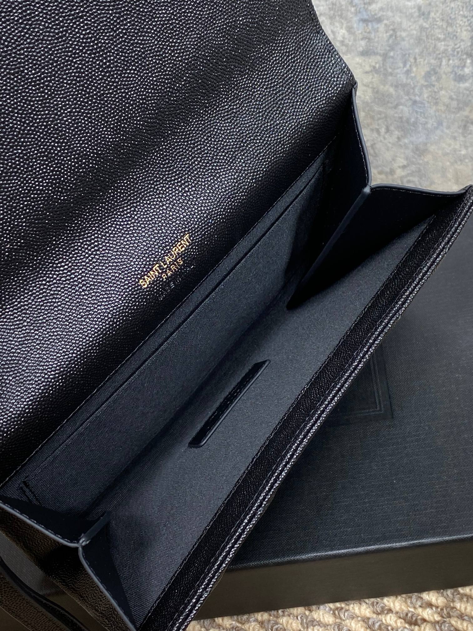 YSL Gold Hardware Logo Clutch 21cm Black Caviar Cowhide mysite