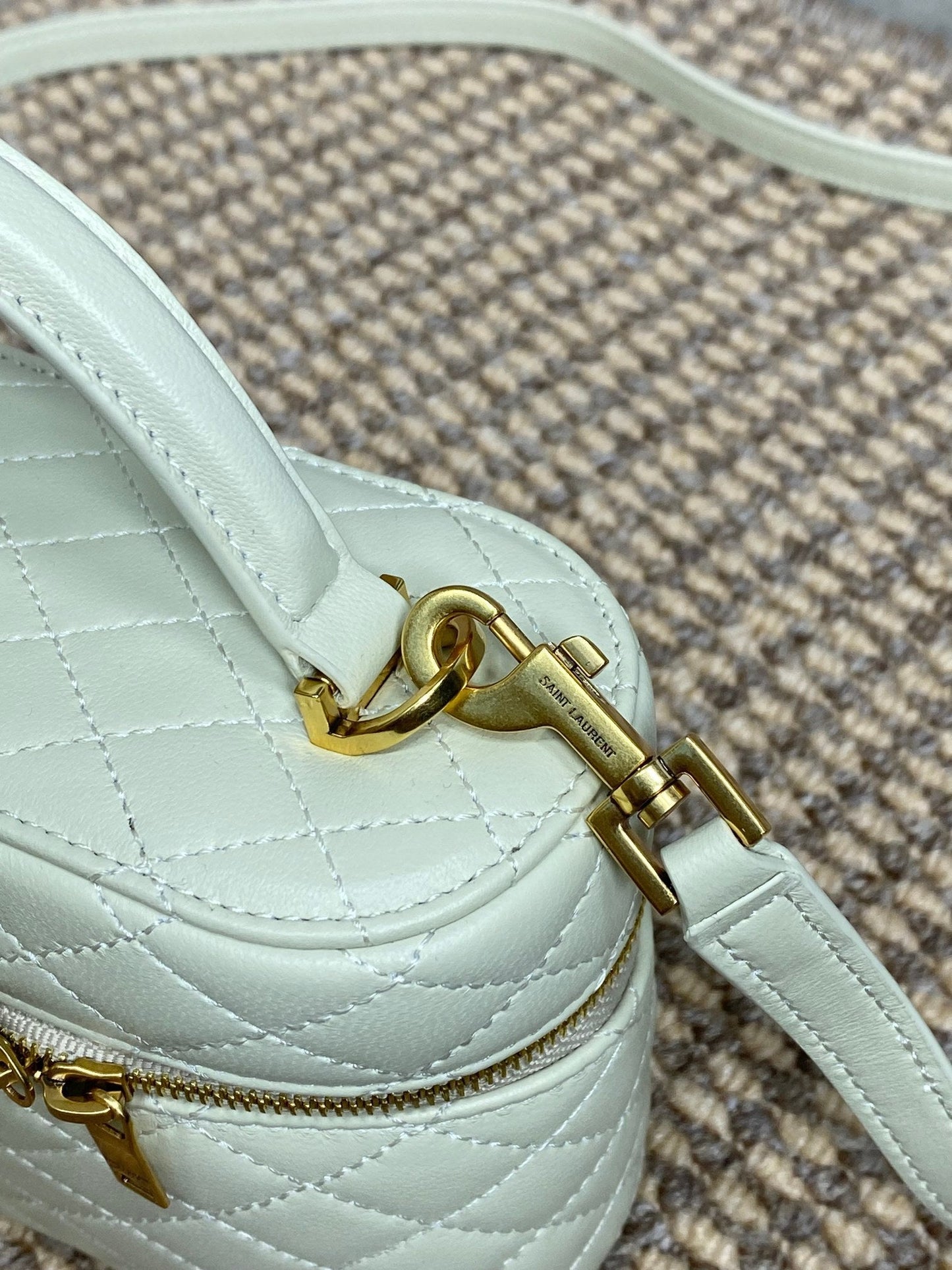 GABY MINI VANITY 18 IN IVORY WHITE LAMBSKIN GOLD HARDWARE mysite