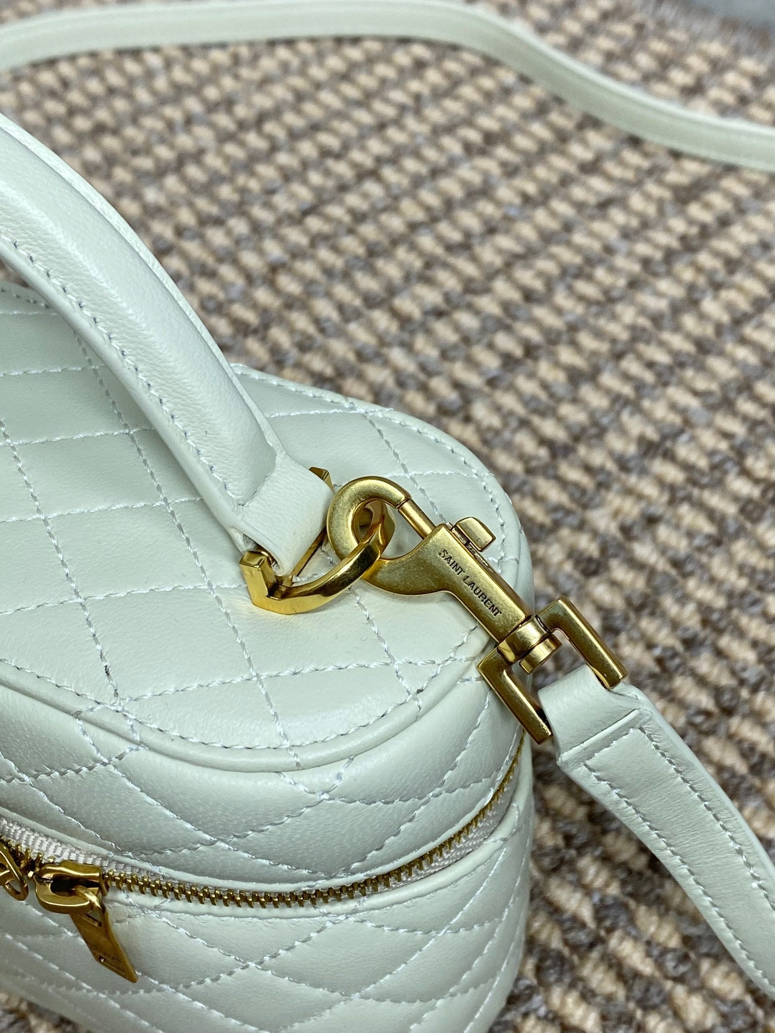 GABY MINI VANITY 18 IN IVORY WHITE LAMBSKIN GOLD HARDWARE mysite