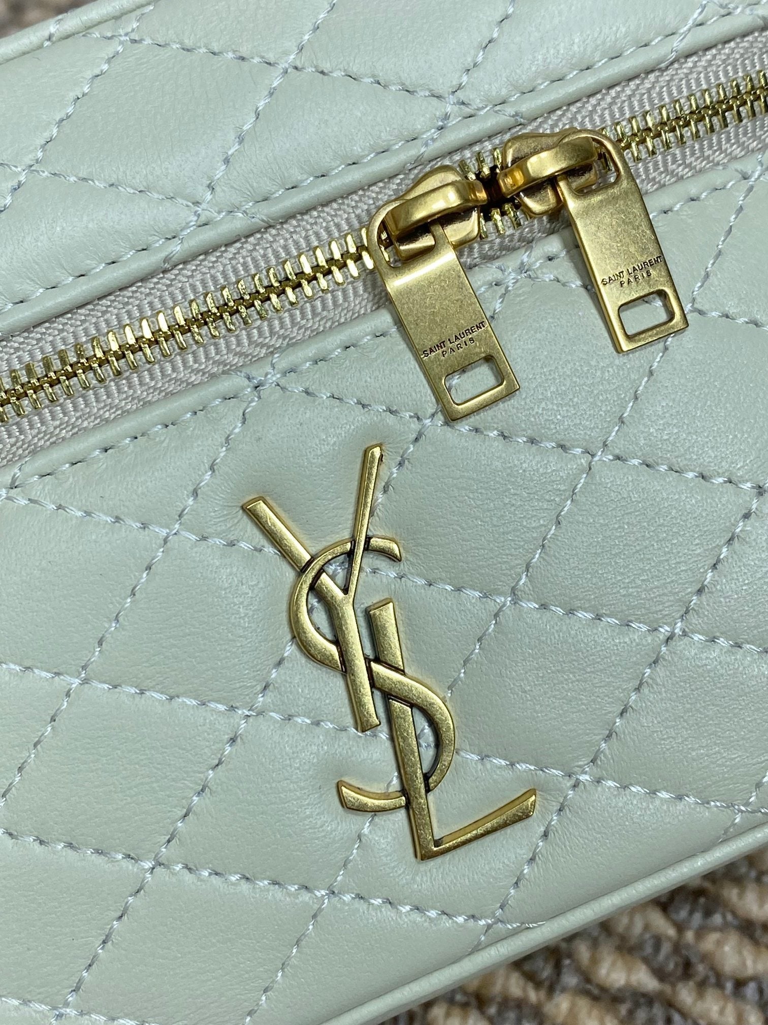 GABY MINI VANITY 18 IN IVORY WHITE LAMBSKIN GOLD HARDWARE mysite