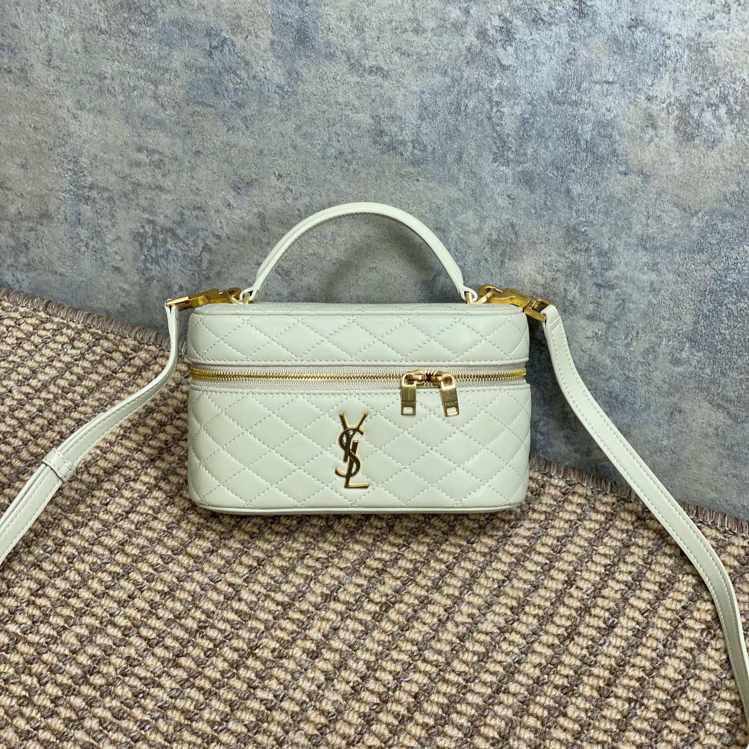 GABY MINI VANITY 18 IN IVORY WHITE LAMBSKIN GOLD HARDWARE mysite