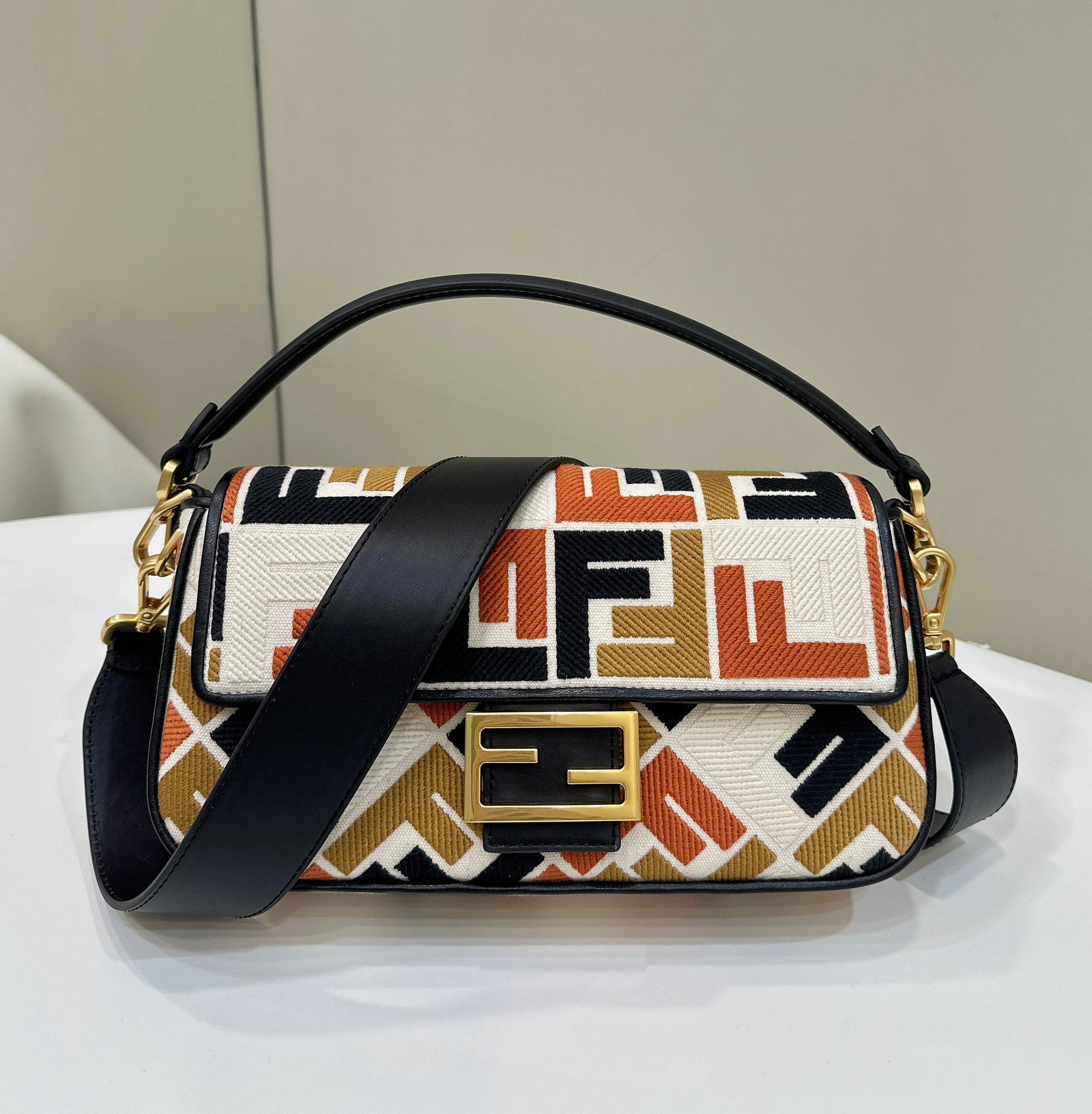 BAGUETTE CANVAS 27 BAG WITH MULTICOLOUR EMBROIDERY GOLD HARDWARE mysite