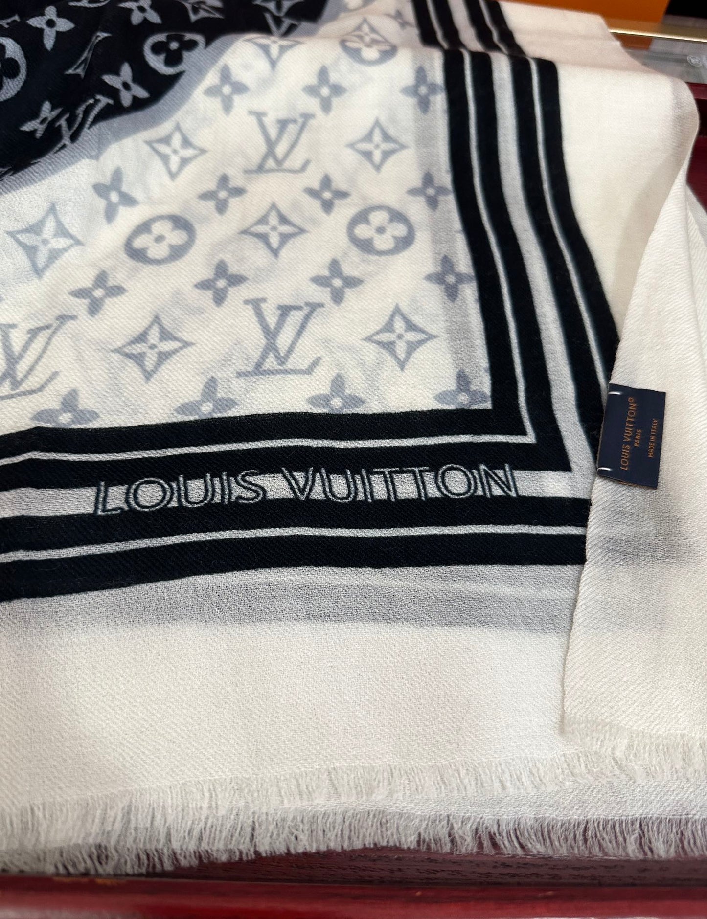 SCARF 200 CM IN BLACK MIX WHITE CASHMERE 400032 mysite