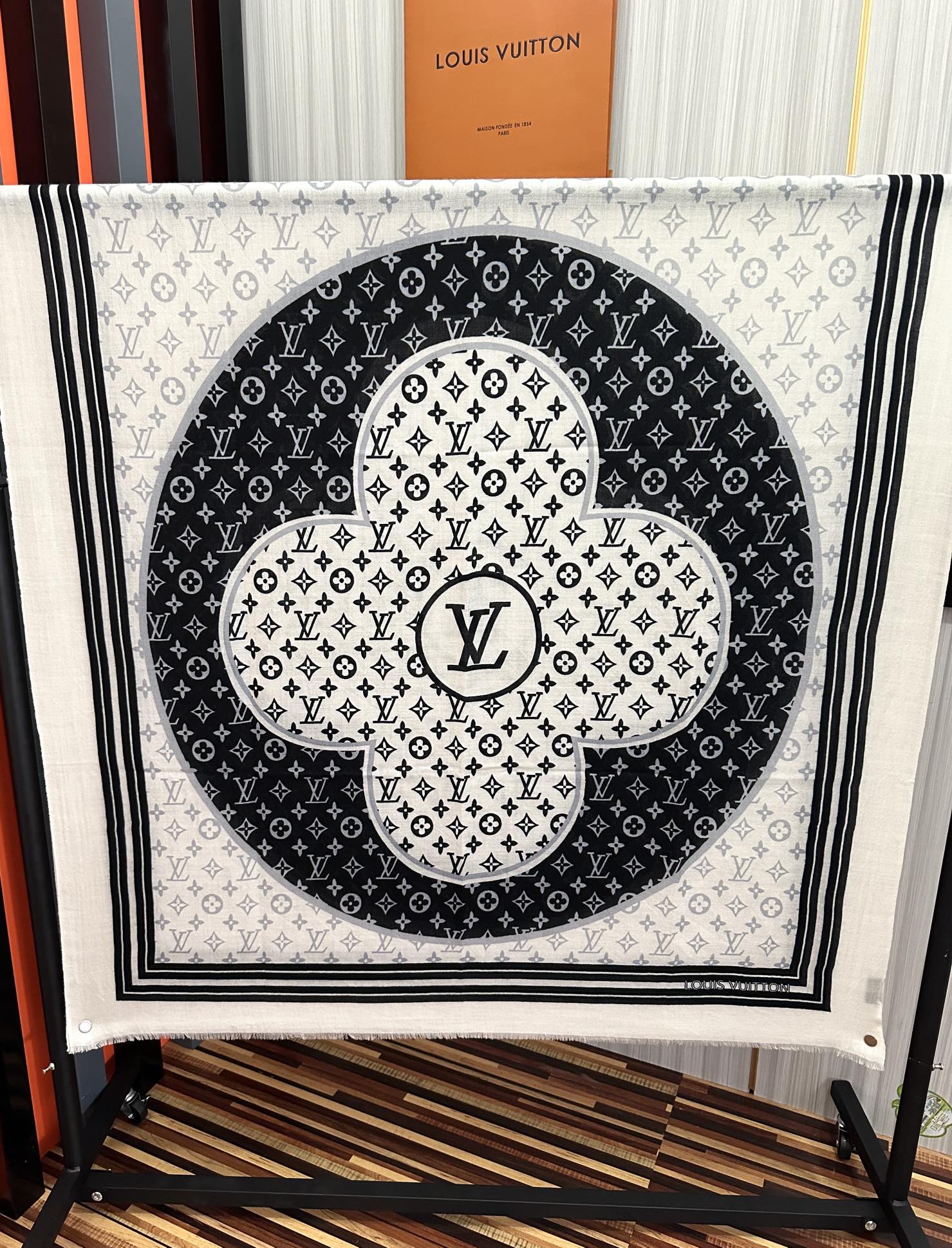 SCARF 200 CM IN BLACK MIX WHITE CASHMERE 400032 mysite