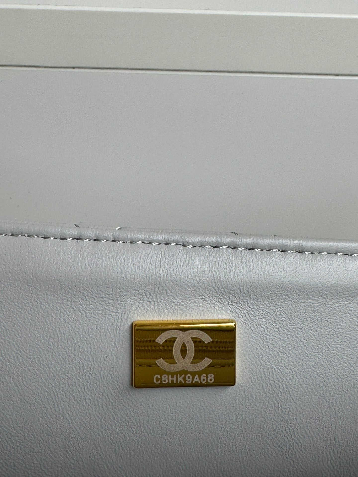 24c mini flap bag 20cm with top handle grey calfskin mysite