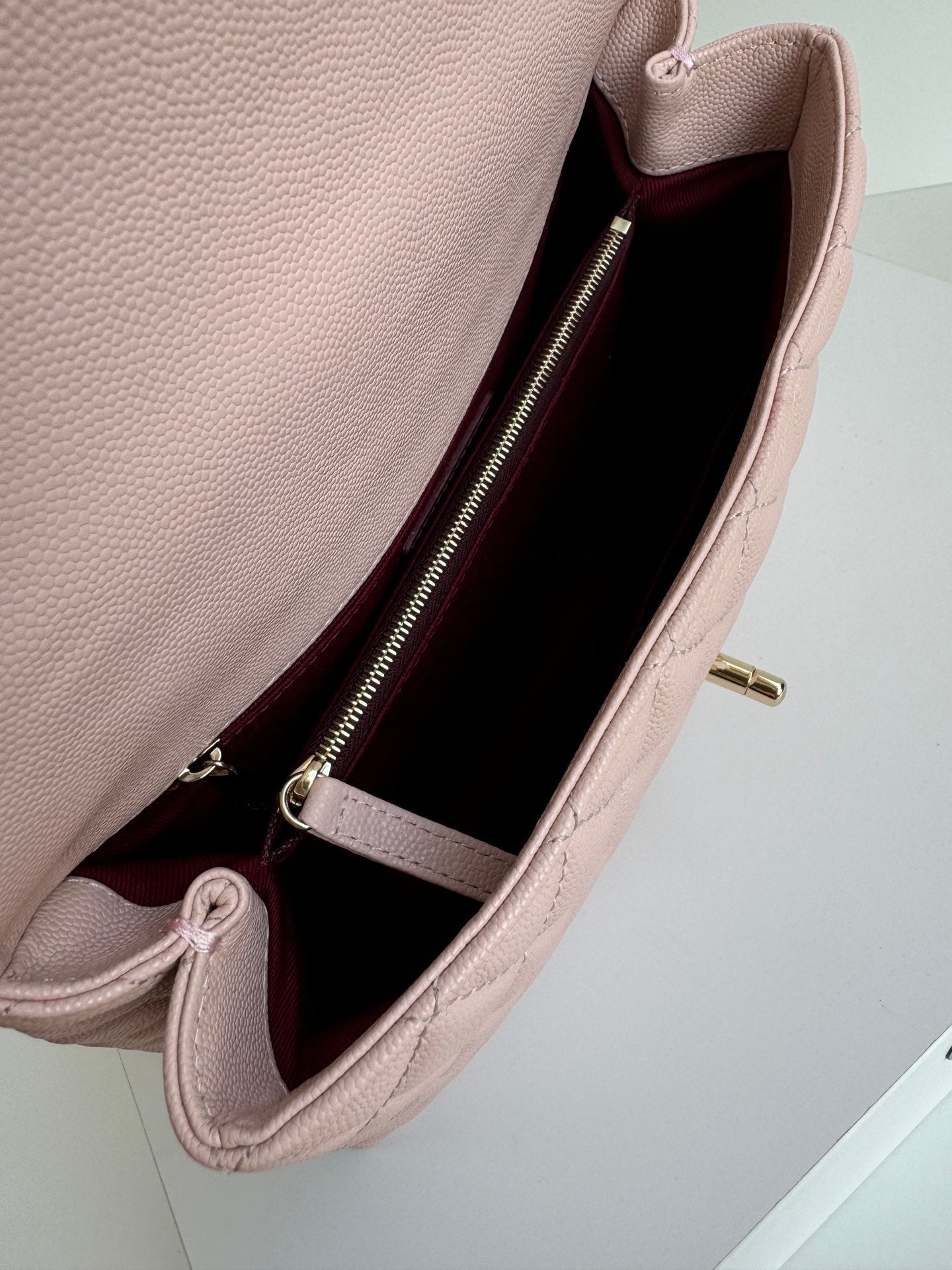 coco handle medium 29cm pastel pink red quilted caviar leather gold hardware mysite