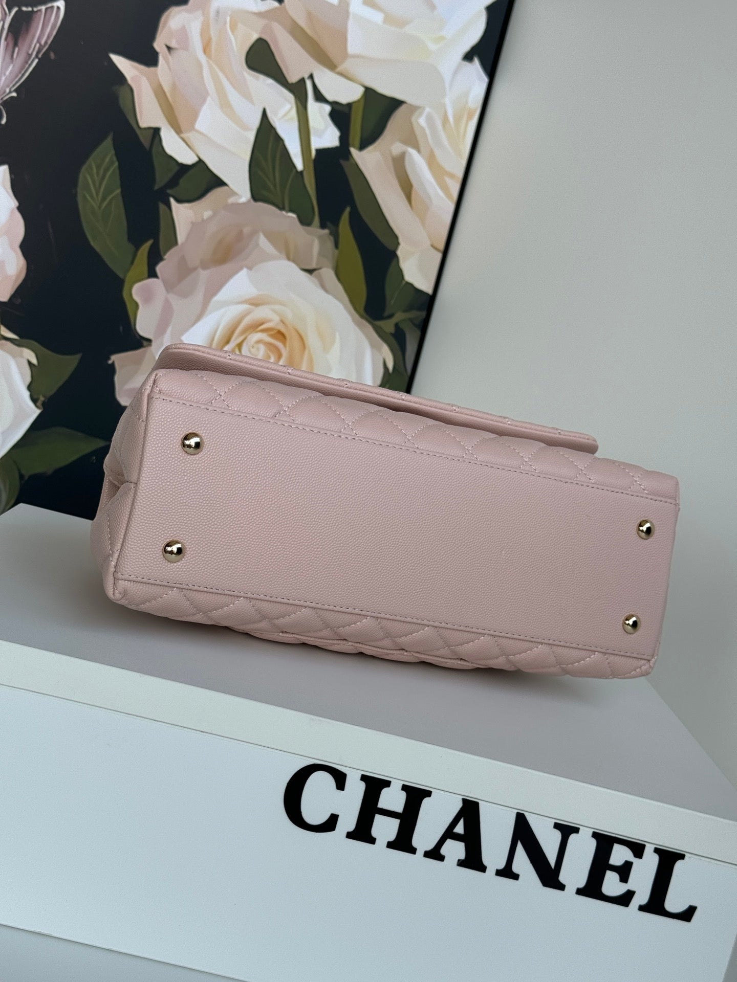 coco handle medium 29cm pastel pink red quilted caviar leather gold hardware mysite