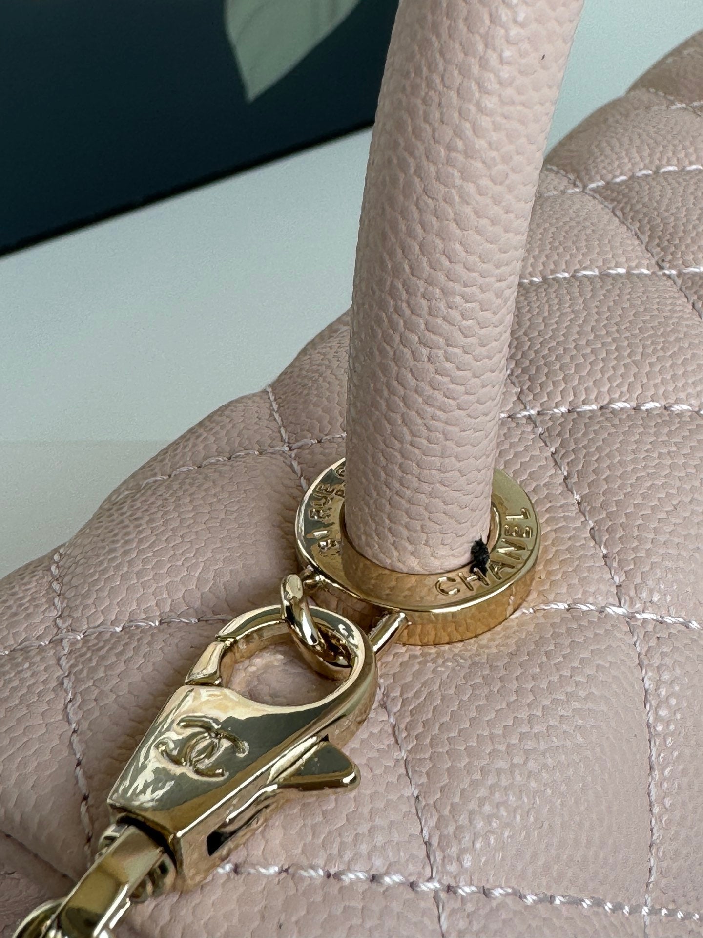 coco handle flap bag 24cm pastel pink quilted caviar leather mysite