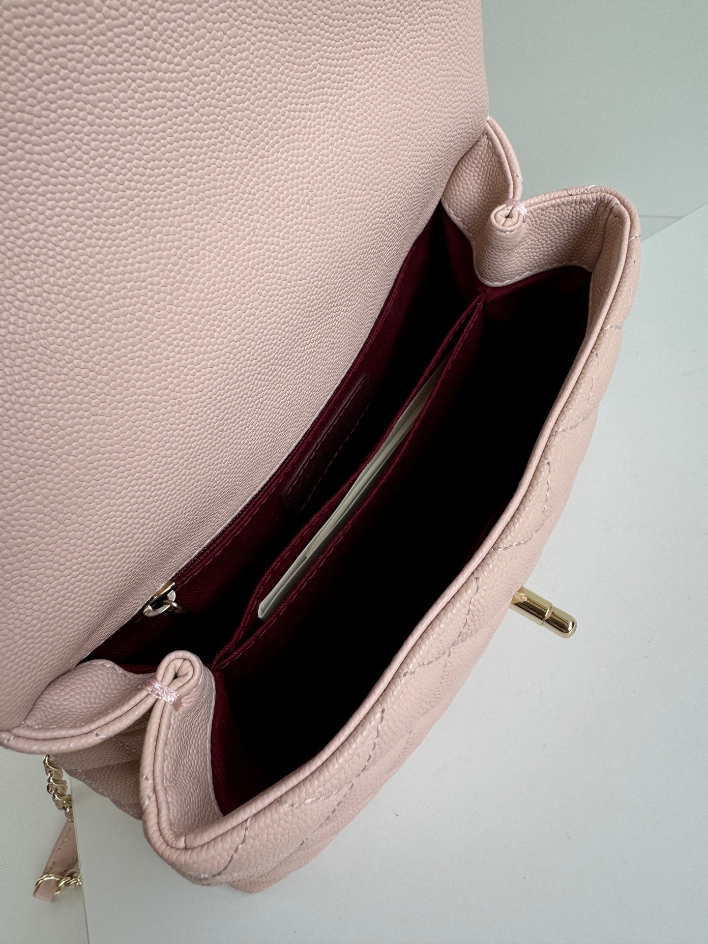 coco handle flap bag 24cm pastel pink red quilted caviar leather mysite