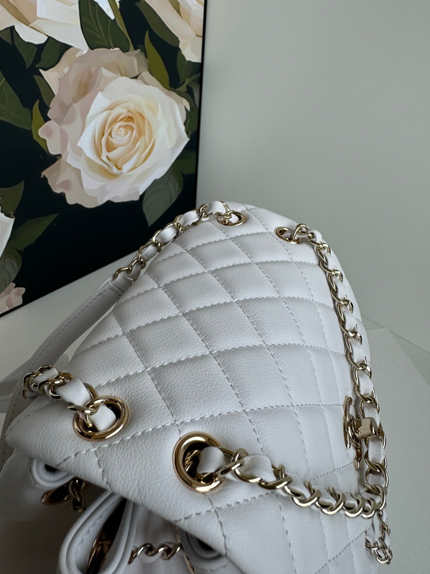 duma backpack 22cm white lambskin light gold hardware mysite