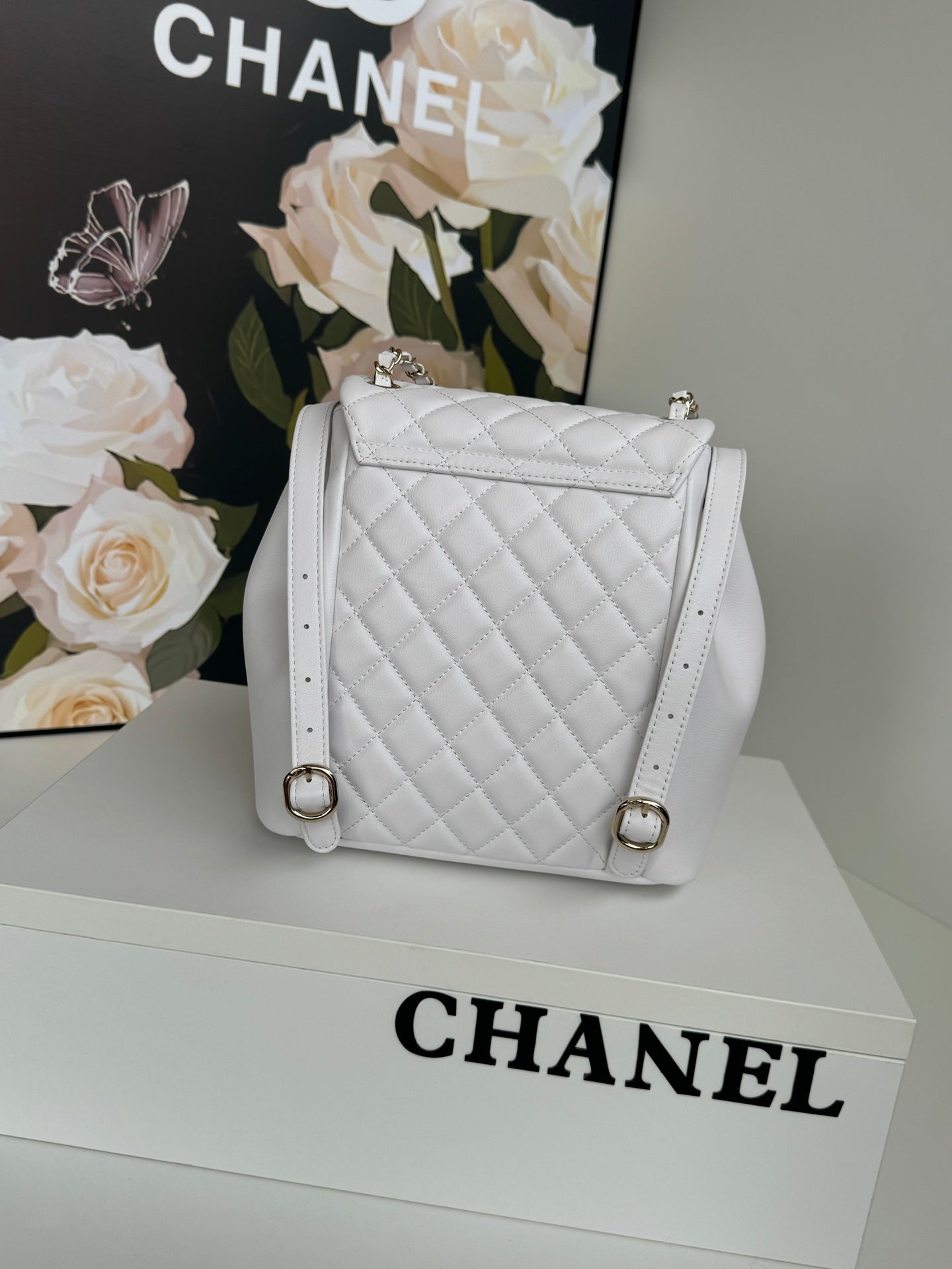 duma backpack 22cm white lambskin light gold hardware mysite