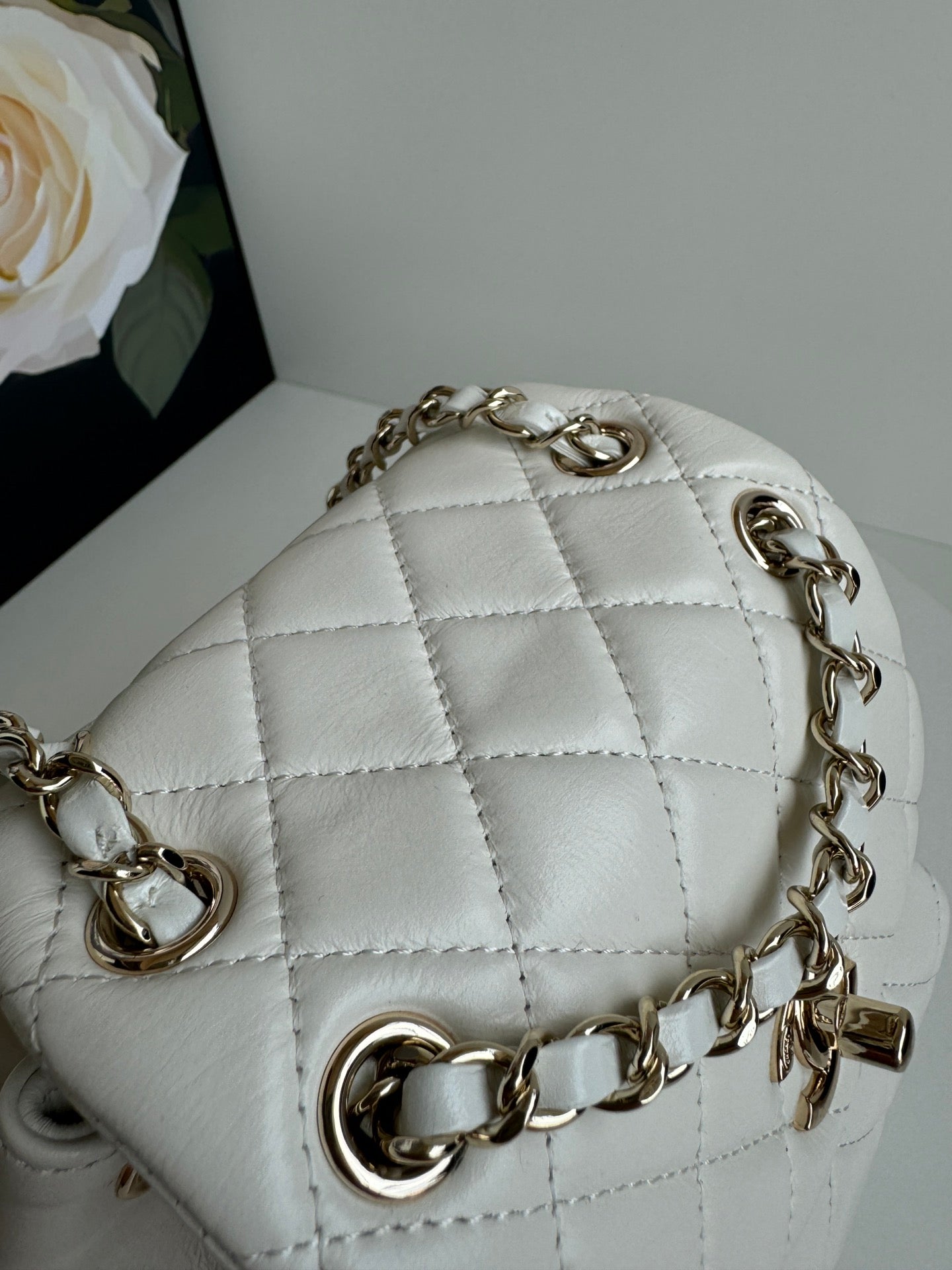 duma backpack 18cm white lambskin light gold hardware mysite