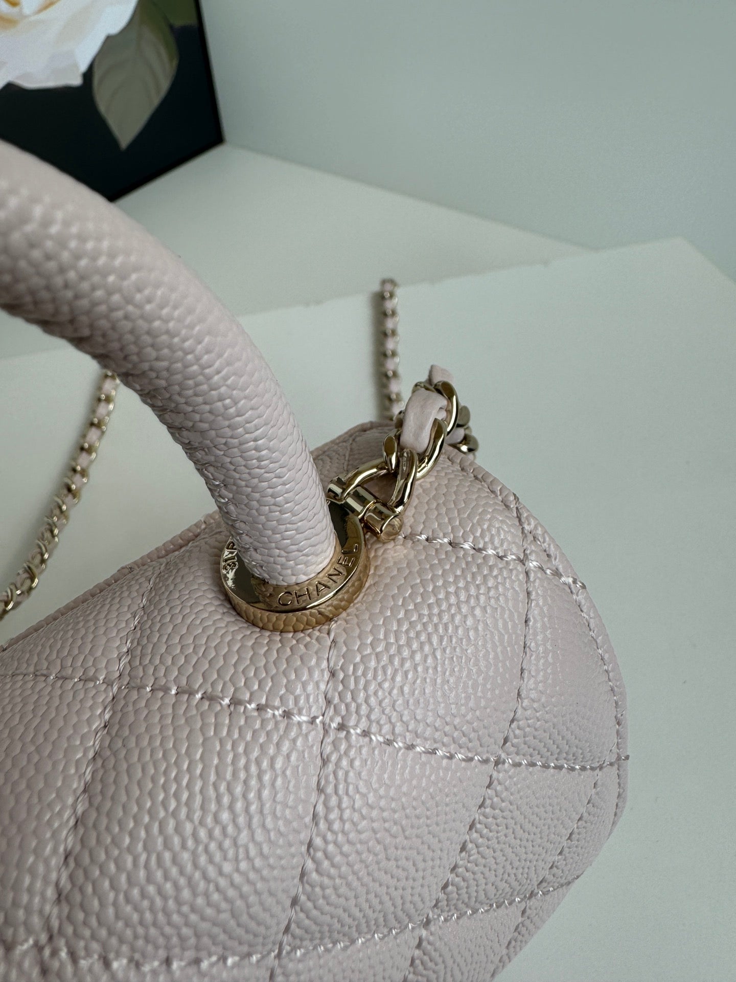 CC 24K Coco Handle Nano 14.5cm Light Pink Grained Calfskin Gold Hardware mysite