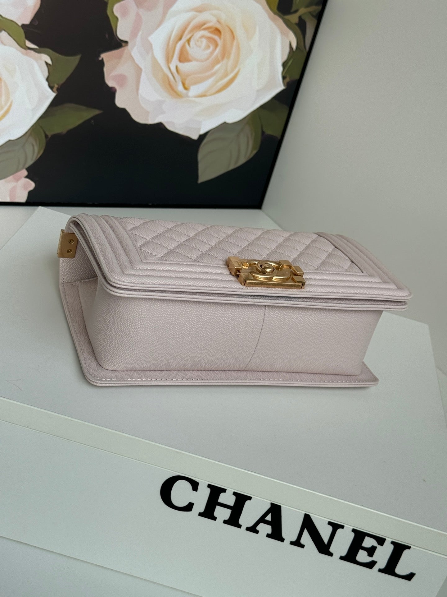 BOY BAG MEDIUM 25 IN PINK NUDE CALFSKIN WITH GOLD HARDWARE mysite