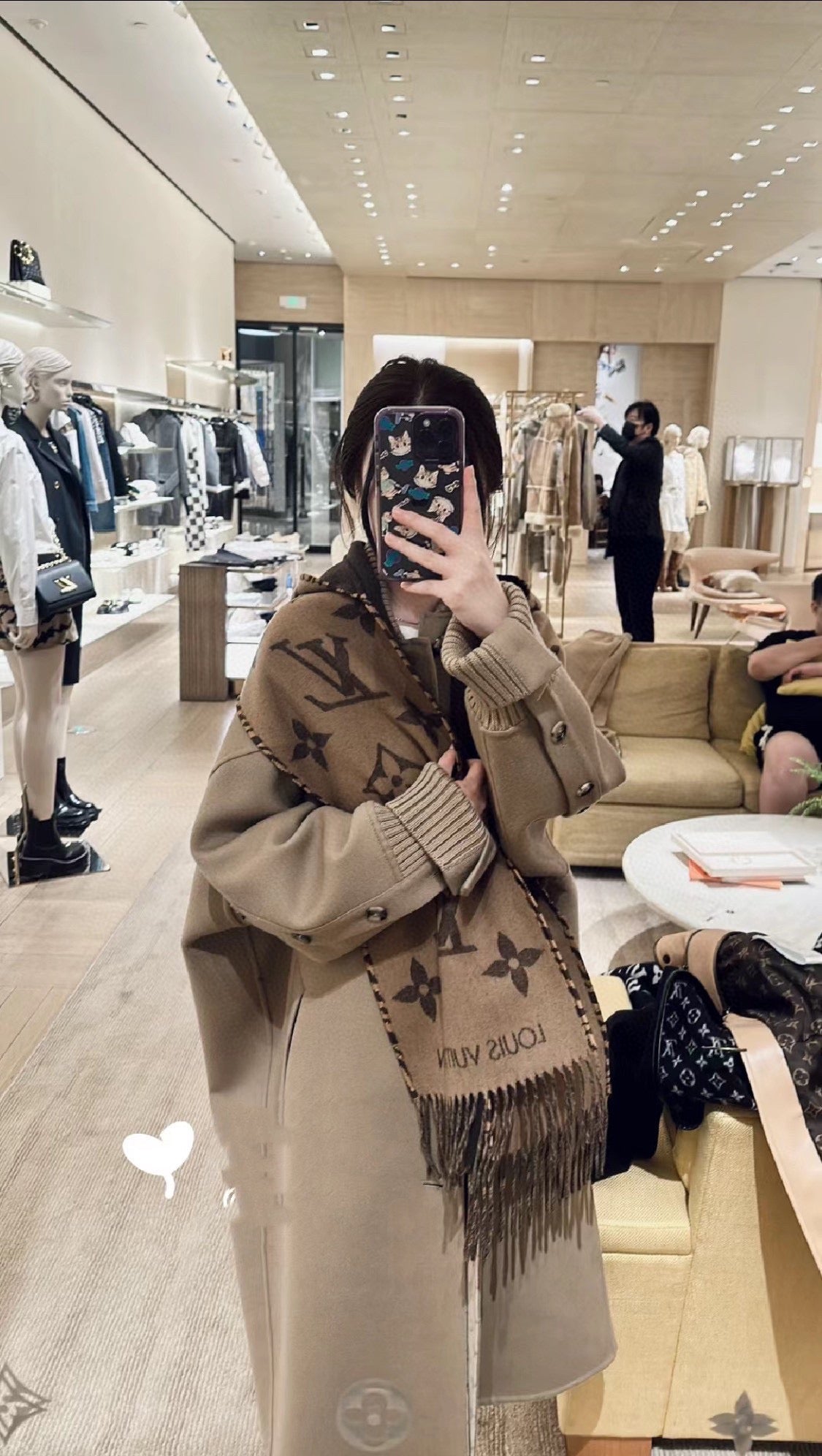 SCARF 196 CM IN COFFEE BROWN LAMBSWOOL AND CASHMERE 393080 mysite