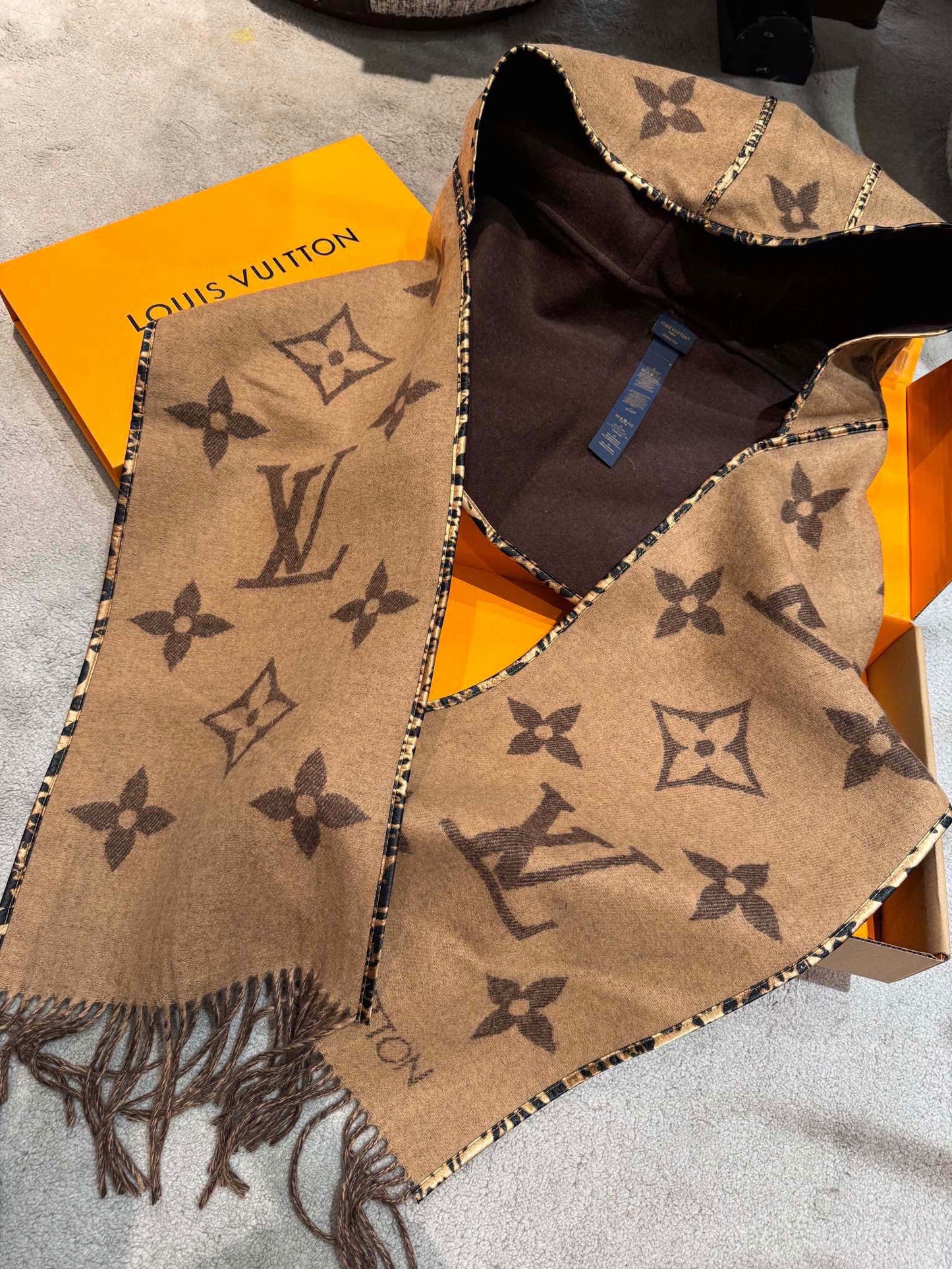 SCARF 196 CM IN COFFEE BROWN LAMBSWOOL AND CASHMERE 393080 mysite