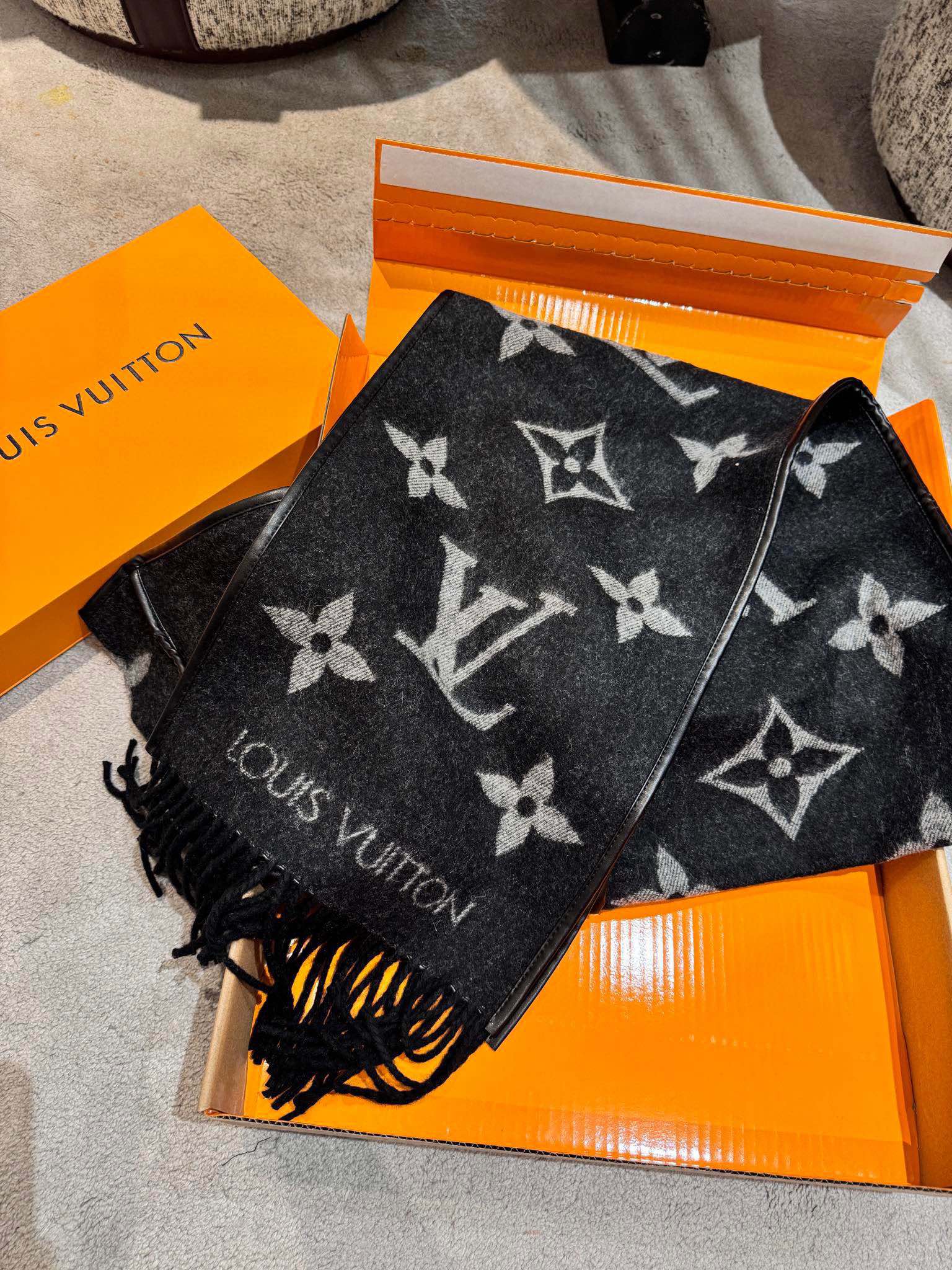 SCARF 196 CM IN BLACK MIX WHITE LAMBSWOOL AND CASHMERE 393081 mysite