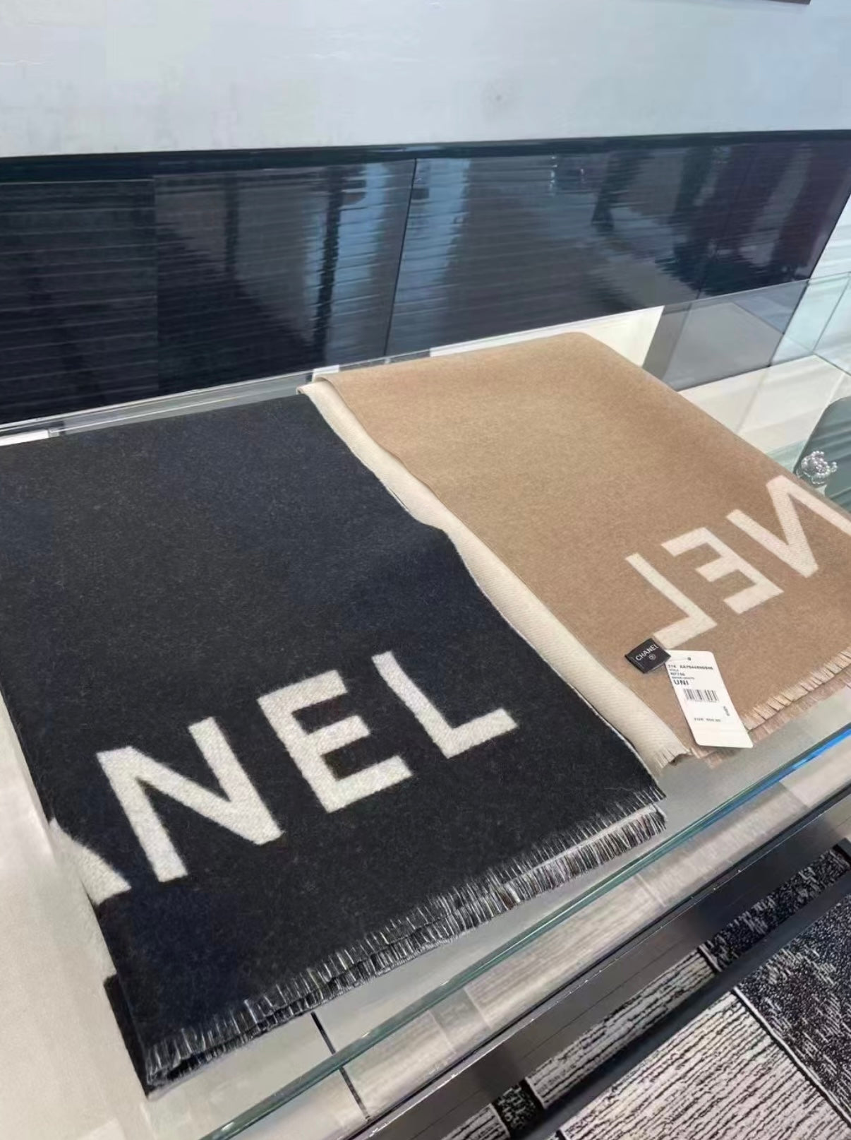 SCARF 200 CM IN MEDIUM BROWN MIX WHITE CASHMERE AND WOOL 401298 mysite