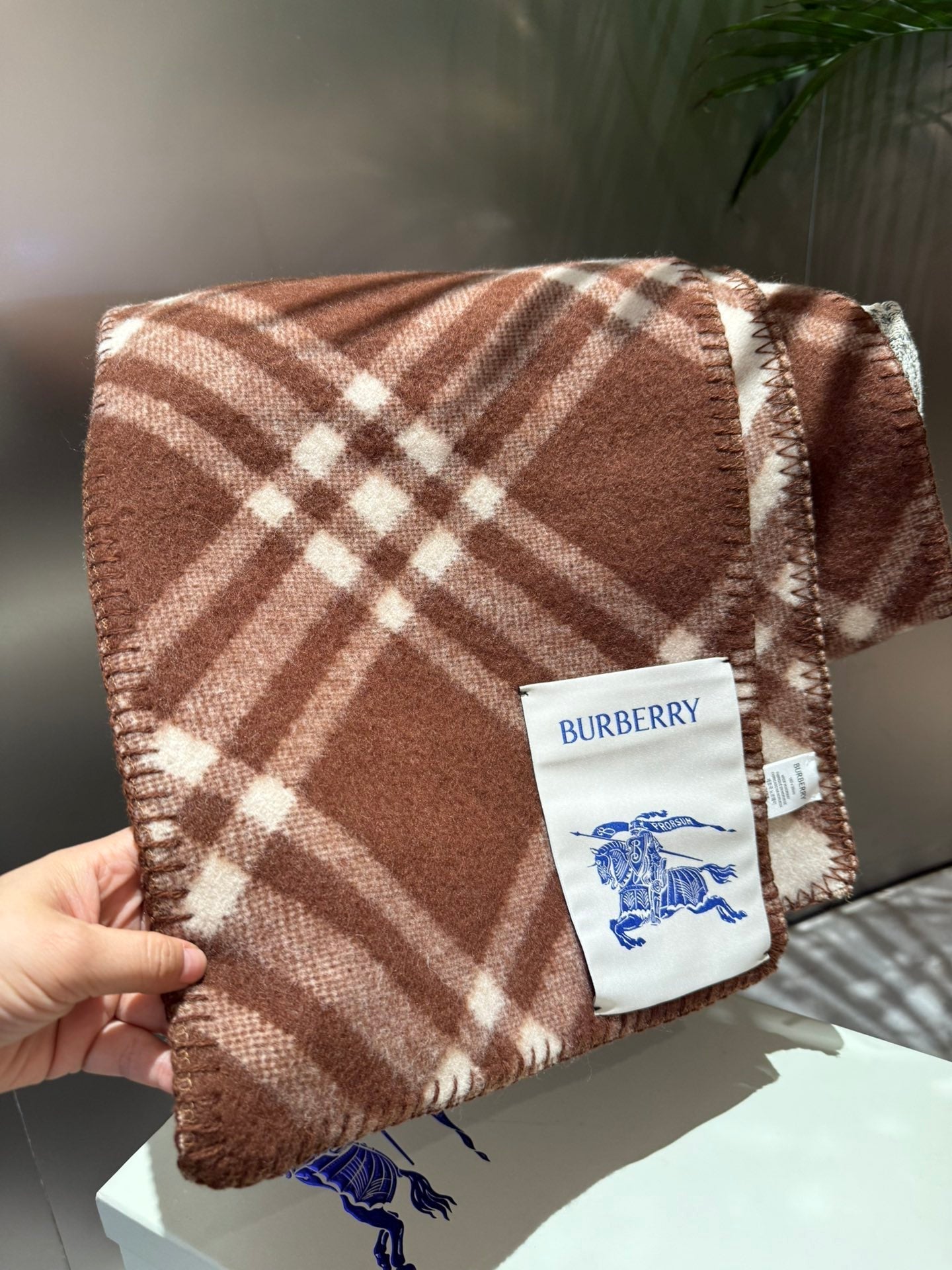 CHECK WOOL SCARF 180 CM CHOCOLATE BROWN 407405 mysite