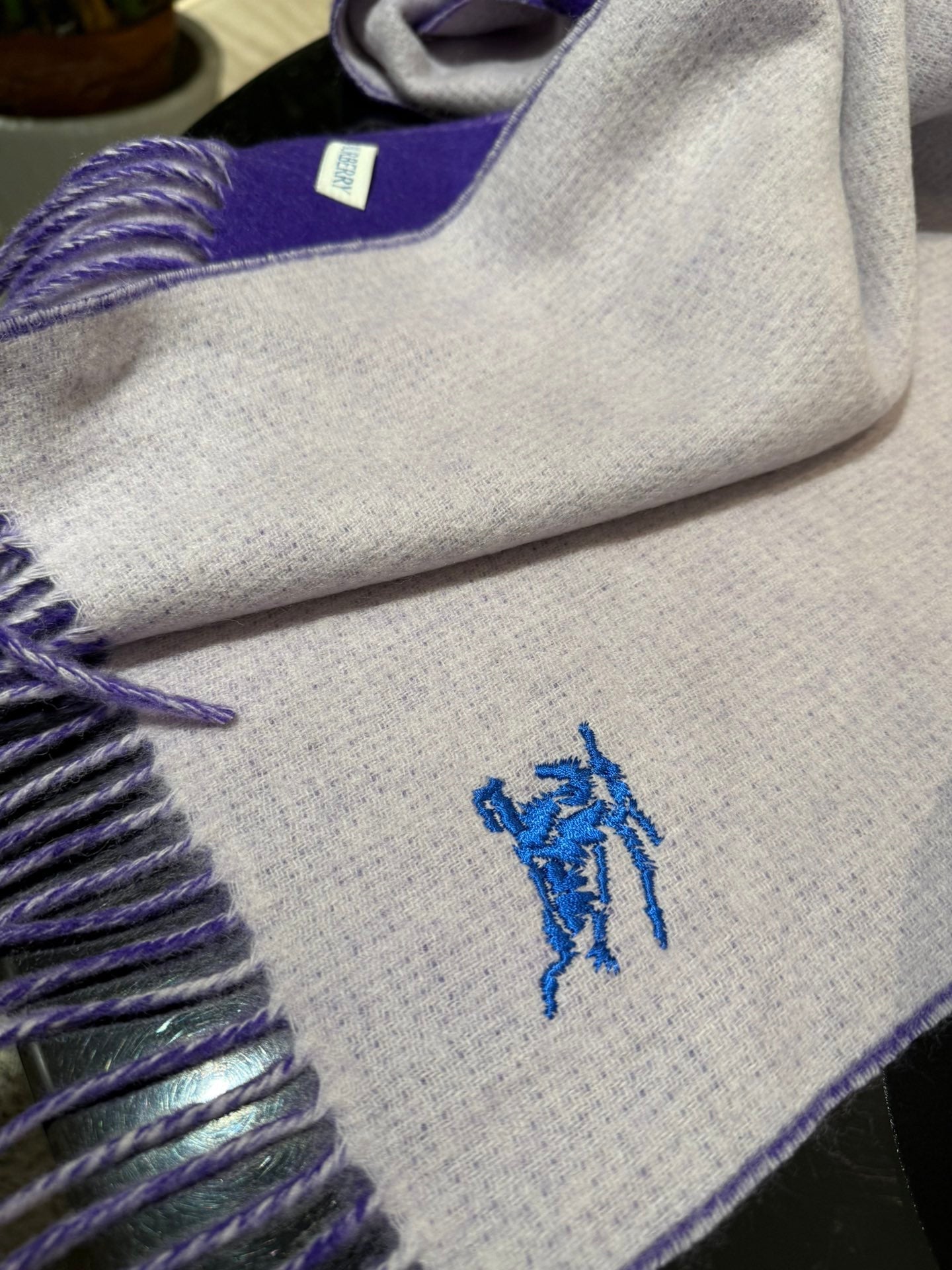 REVERSIBLE SCARF 180 CM IN VIOLET PURPLE CASHMERE 407411 mysite