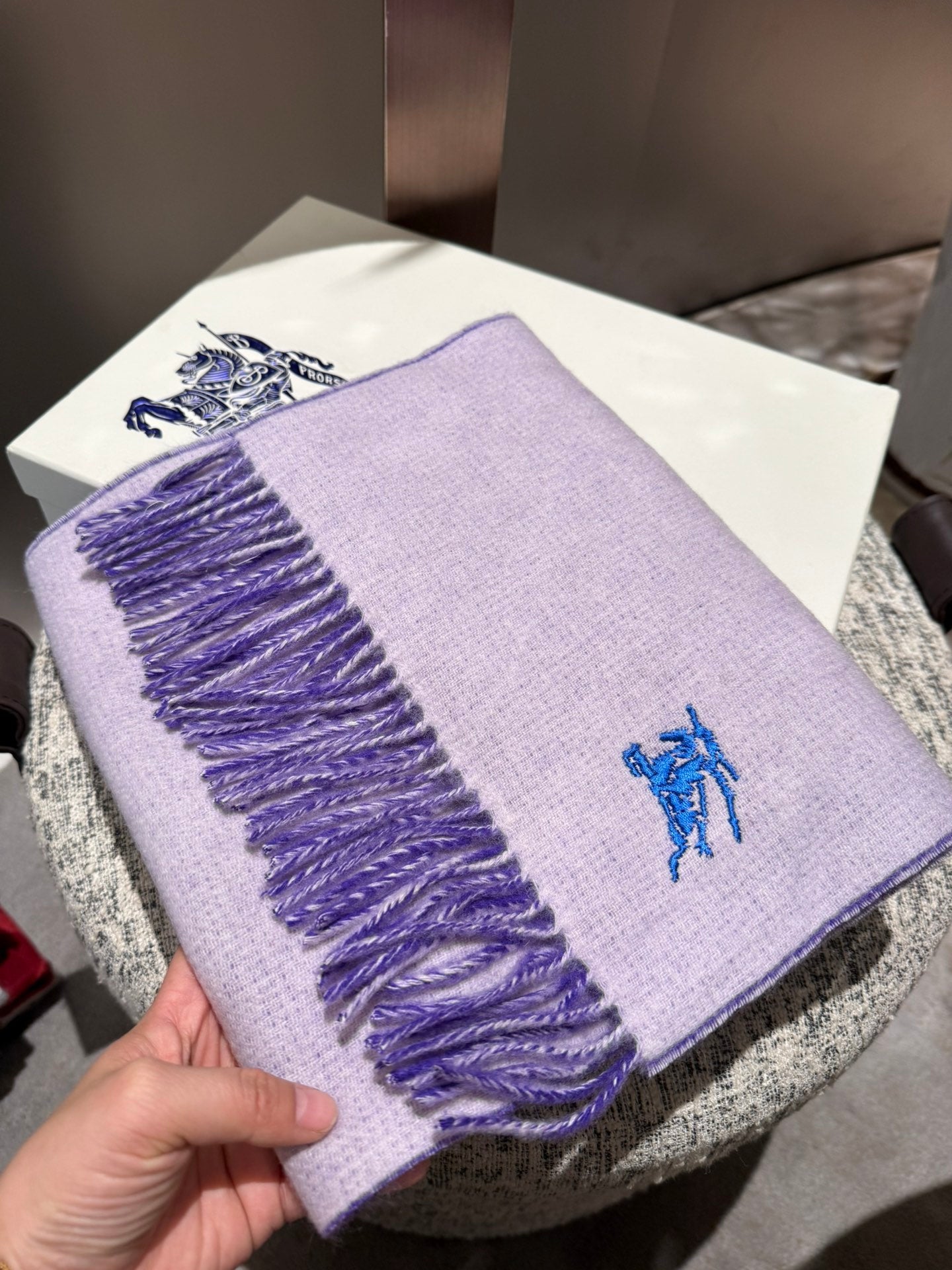 REVERSIBLE SCARF 180 CM IN VIOLET PURPLE CASHMERE 407411 mysite