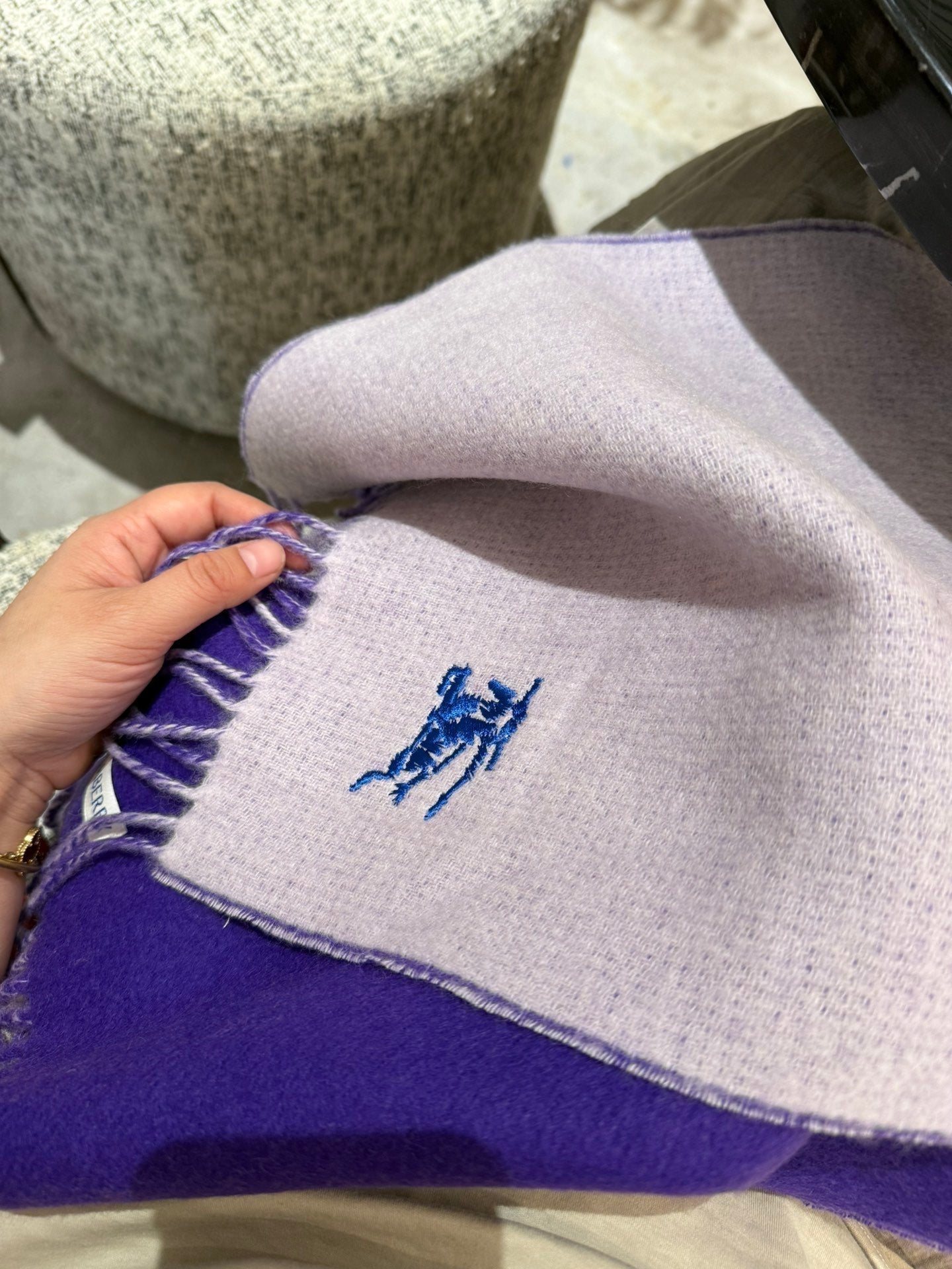 REVERSIBLE SCARF 180 CM IN VIOLET PURPLE CASHMERE 407411 mysite