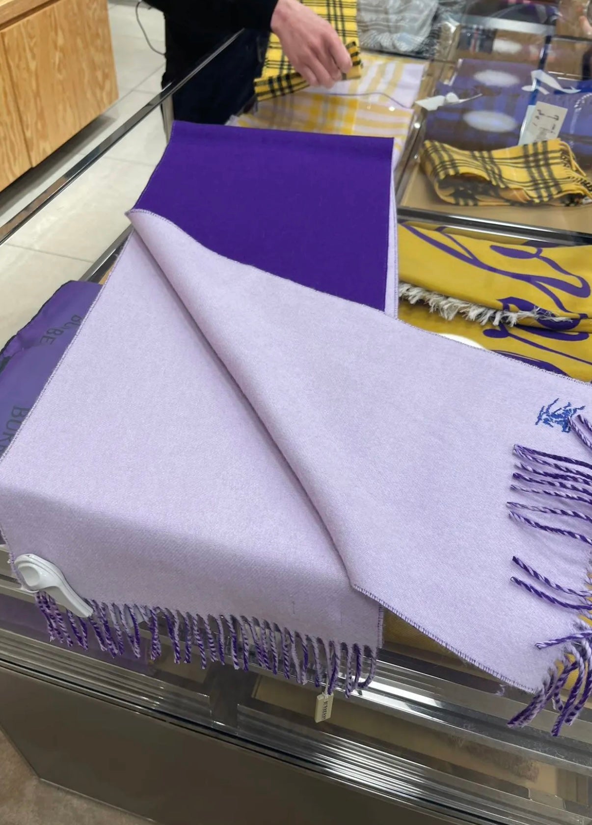 REVERSIBLE SCARF 180 CM IN VIOLET PURPLE CASHMERE 407411 mysite