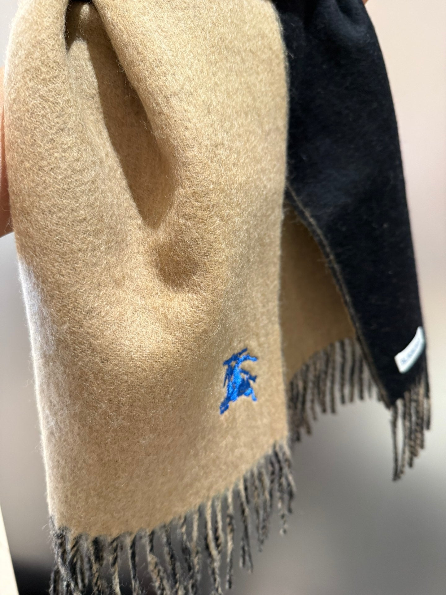 REVERSIBLE SCARF 180 CM IN BROWN MIX BLACK CASHMERE 407412 mysite