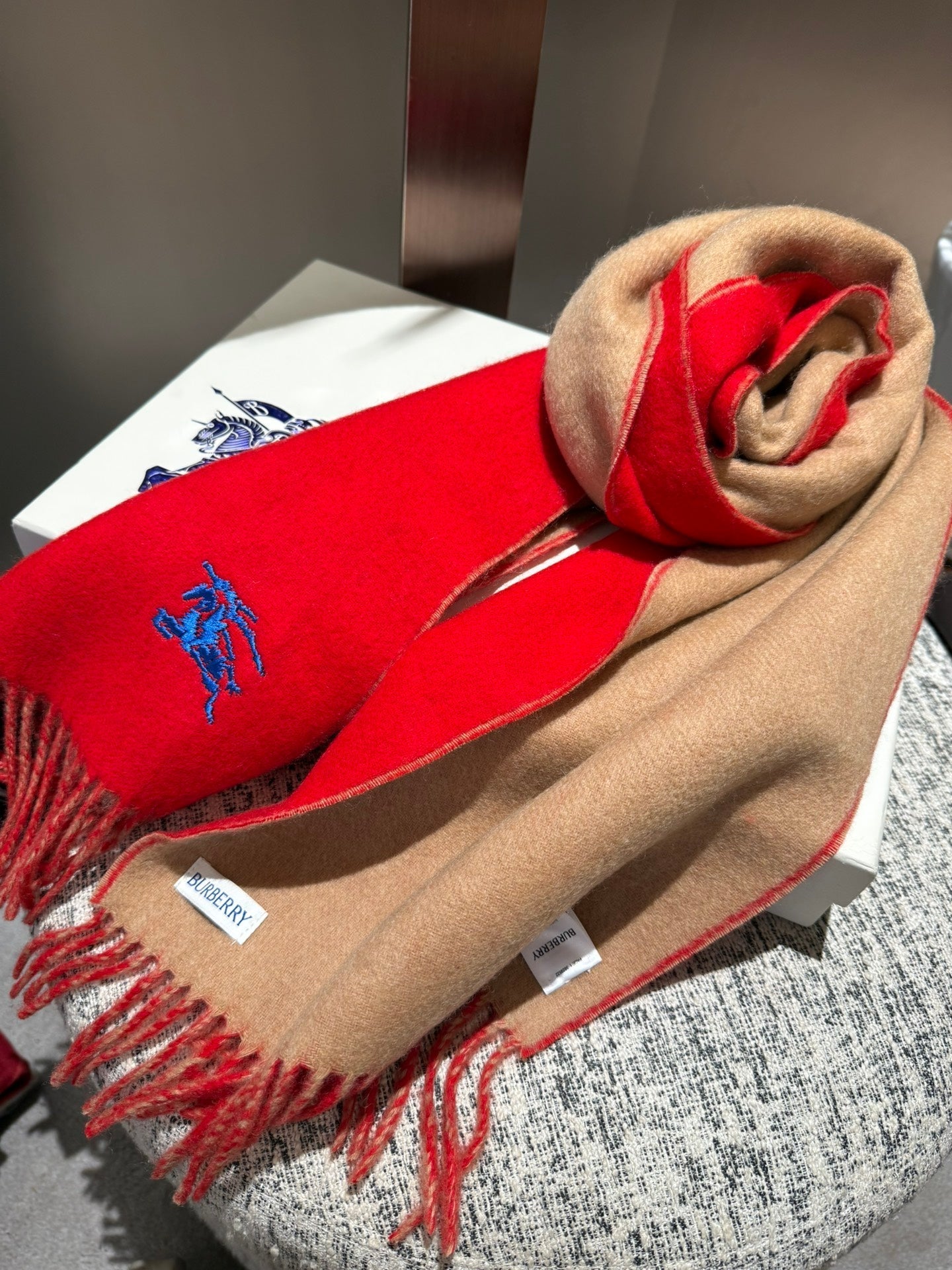 REVERSIBLE SCARF 180 CM IN RED CASHMERE 407413 mysite