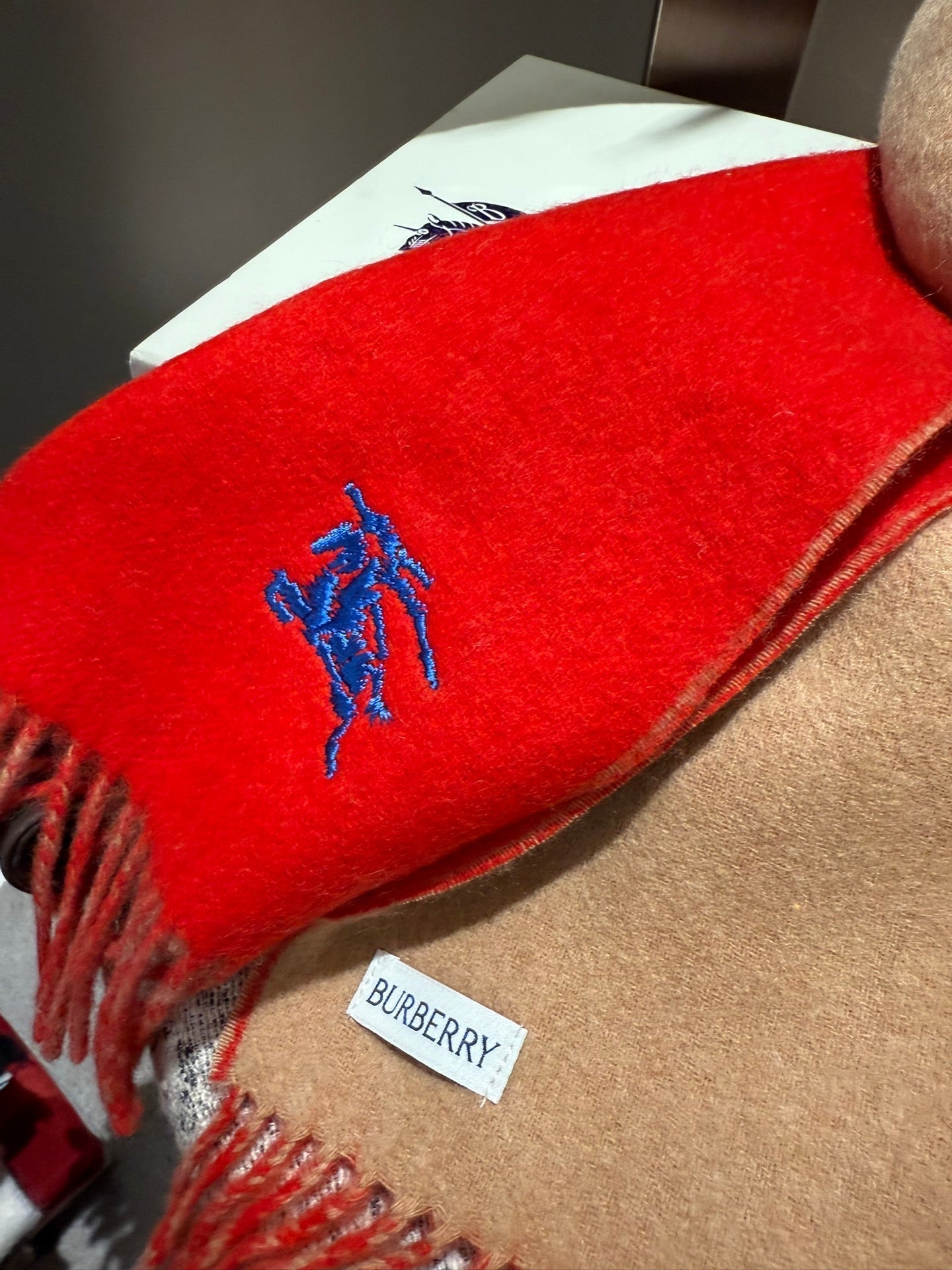 REVERSIBLE SCARF 180 CM IN RED CASHMERE 407413 mysite
