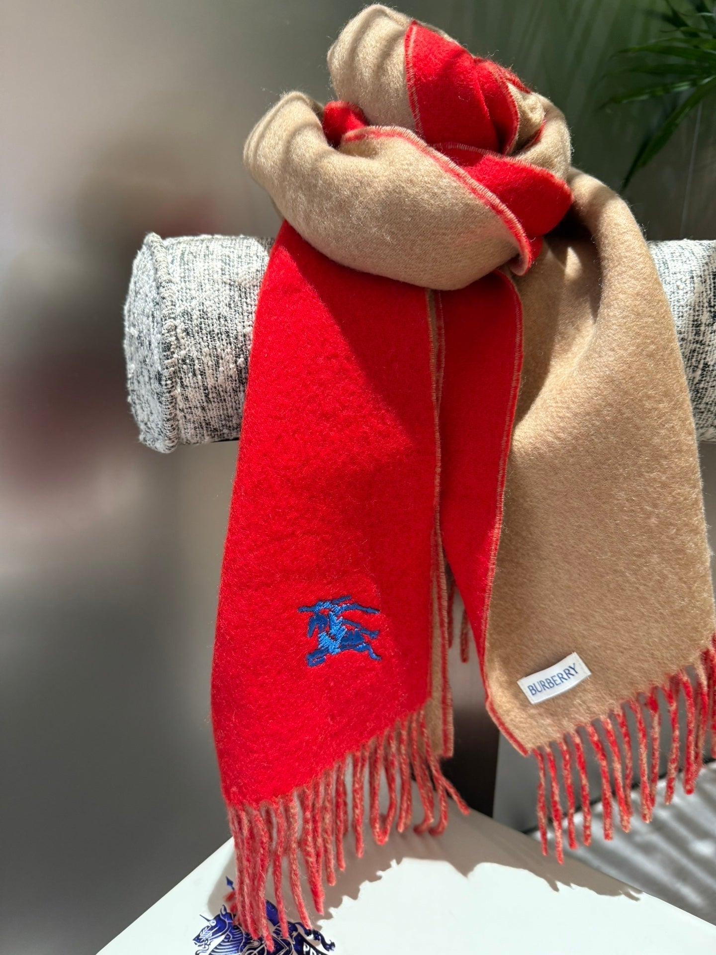 REVERSIBLE SCARF 180 CM IN RED CASHMERE 407413 mysite