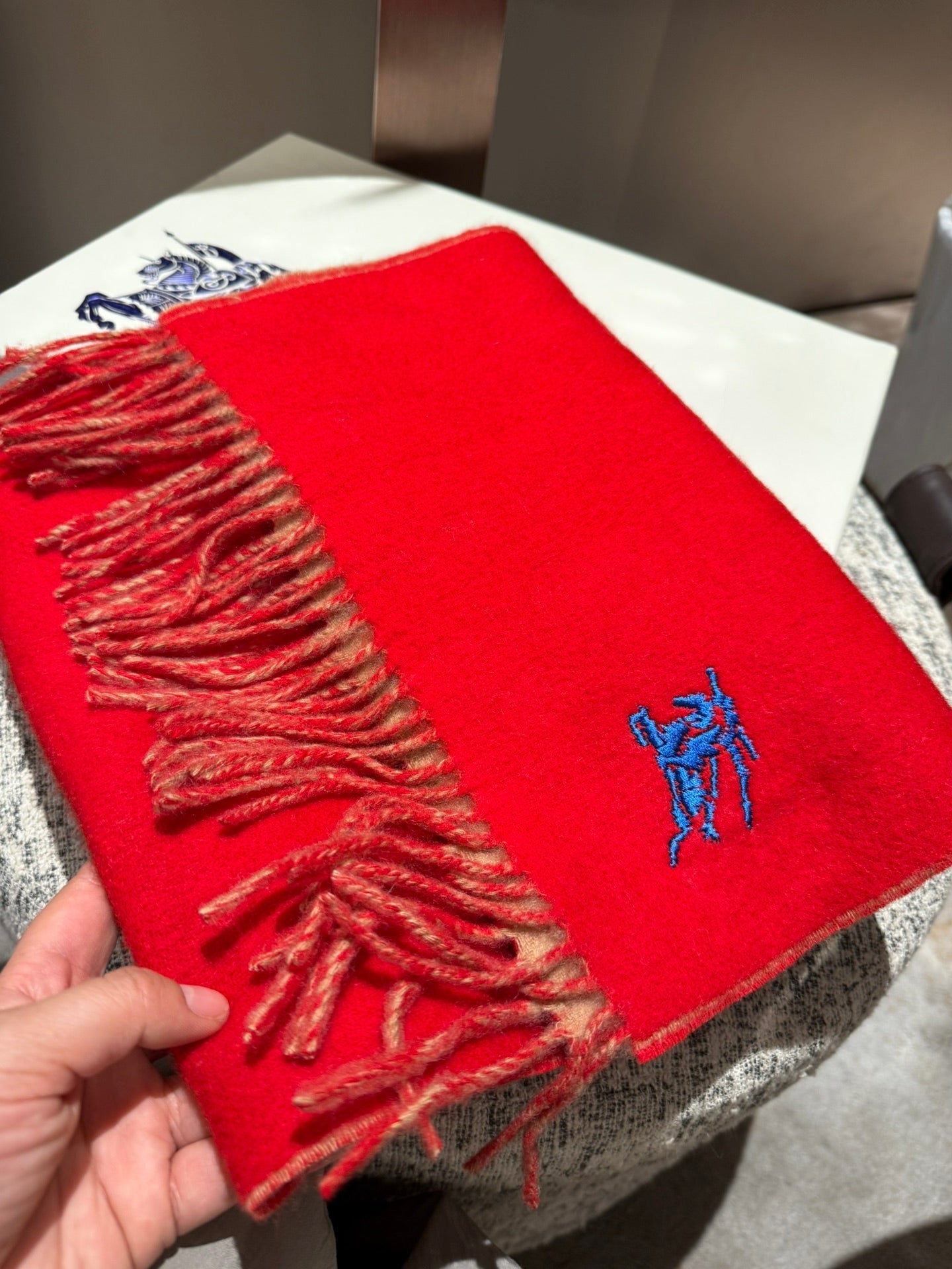 REVERSIBLE SCARF 180 CM IN RED CASHMERE 407413 mysite