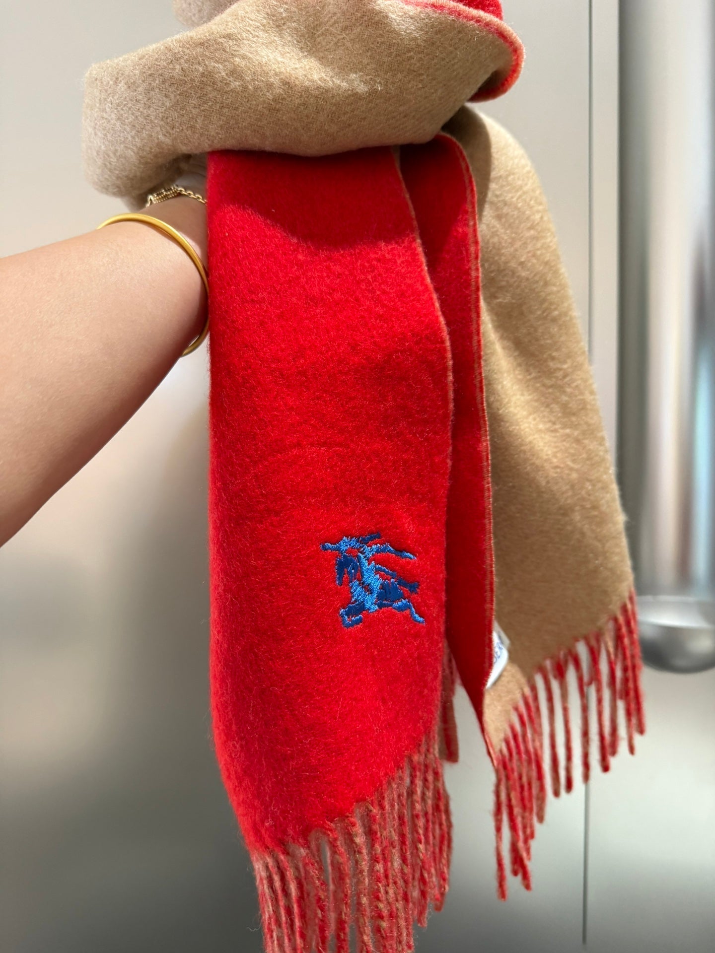 REVERSIBLE SCARF 180 CM IN RED CASHMERE 407413 mysite