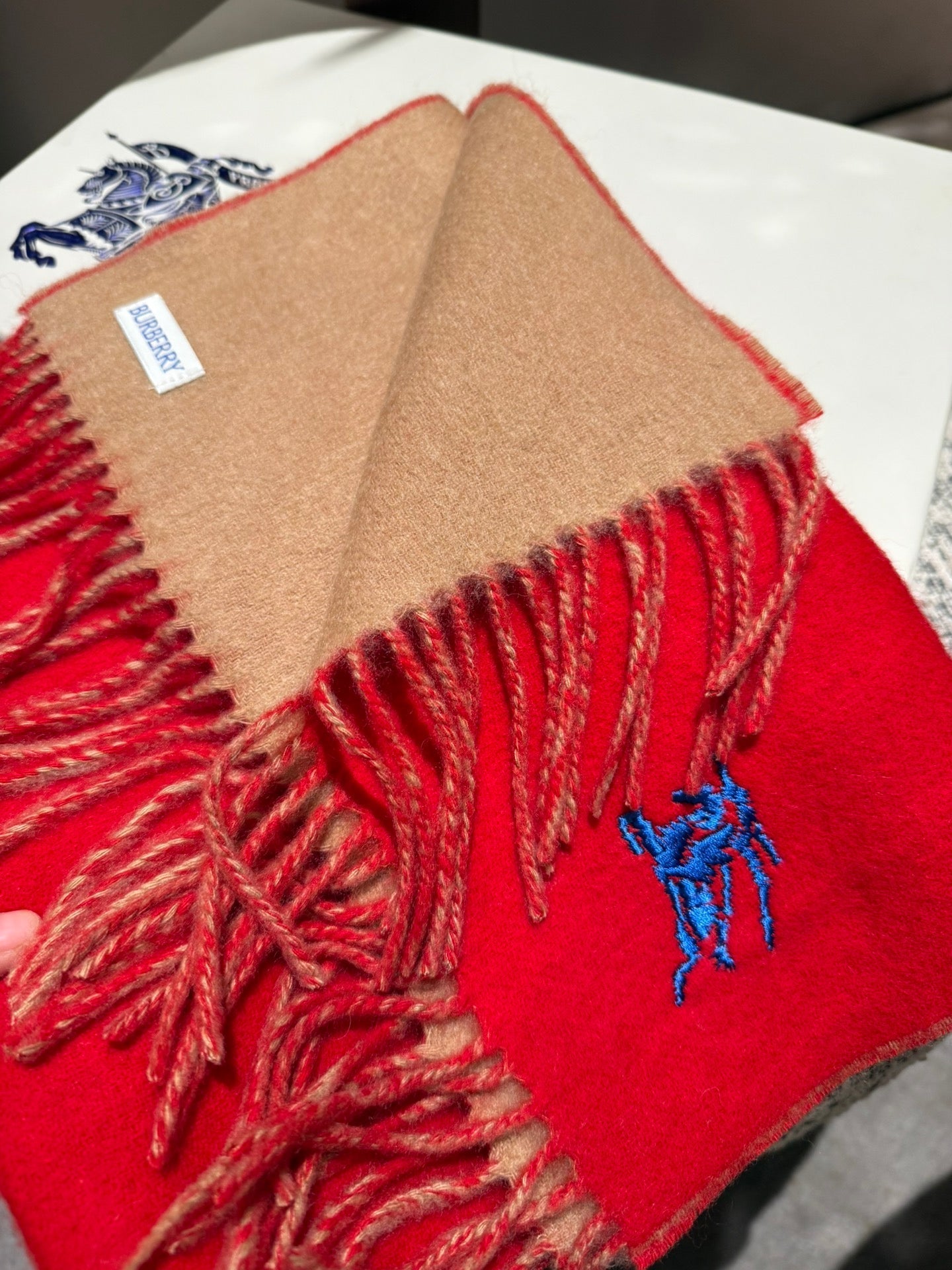REVERSIBLE SCARF 180 CM IN RED CASHMERE 407413 mysite