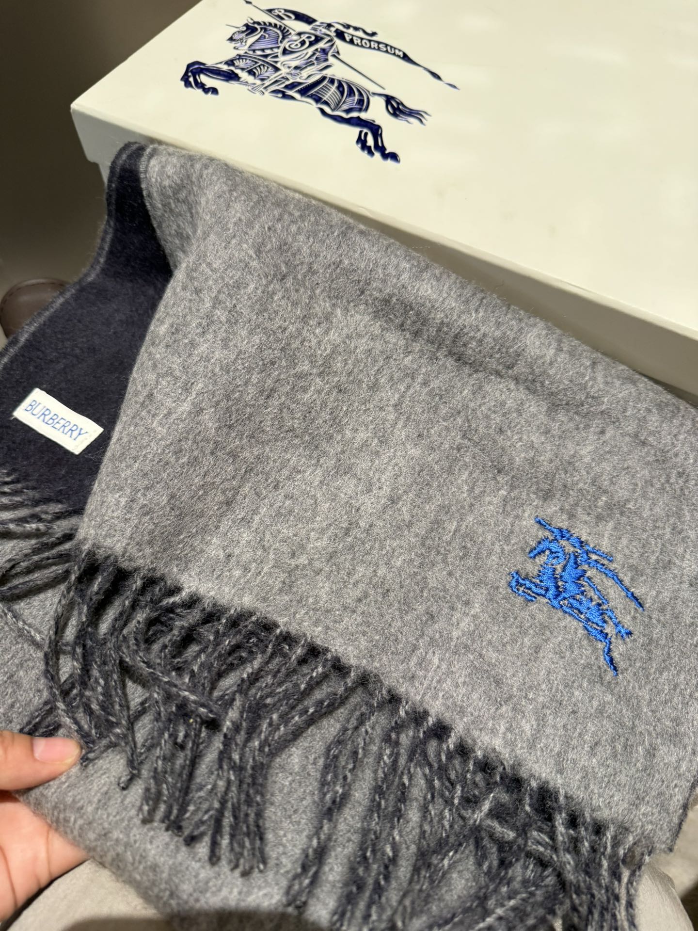 REVERSIBLE SCARF 180 CM IN GRAY CASHMERE 407414 mysite