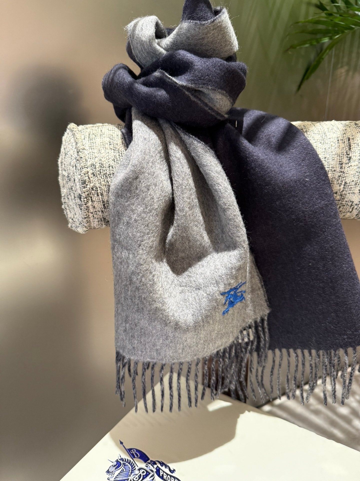 REVERSIBLE SCARF 180 CM IN GRAY CASHMERE 407414 mysite