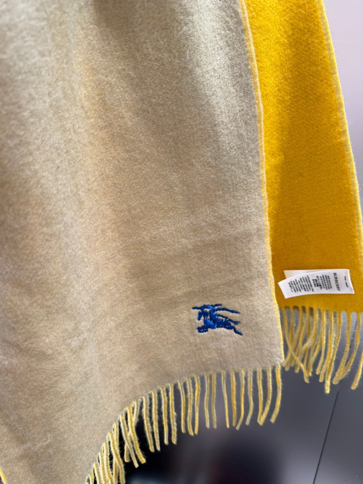 REVERSIBLE SCARF 180 CM IN YELLOW CASHMERE 407415 mysite
