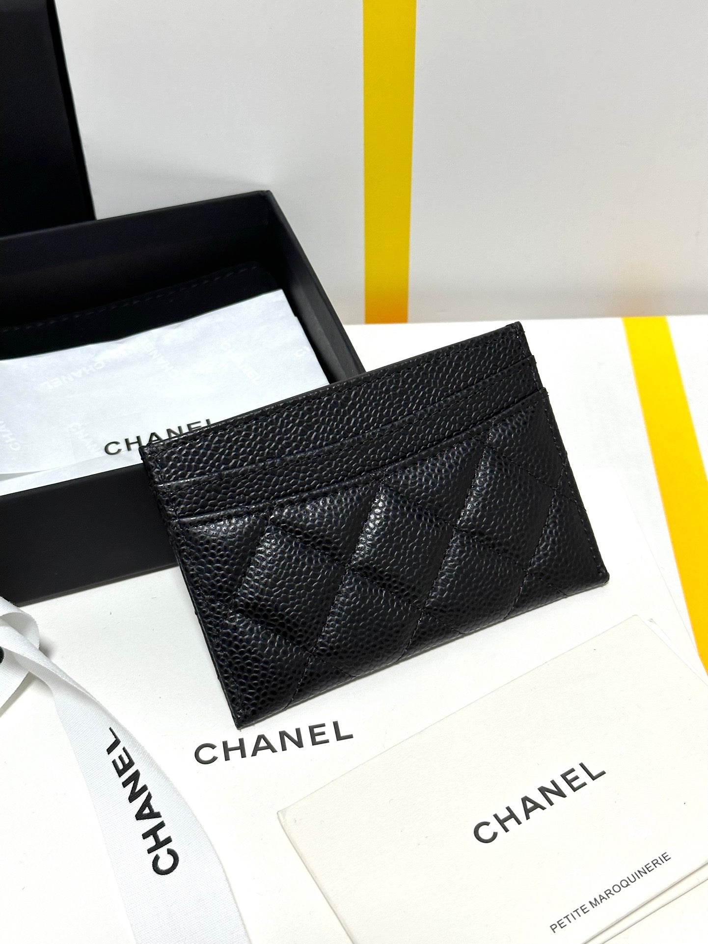 CC Classic Card Holder Black Quilted Caviar Gold Buckle 243696 mysite