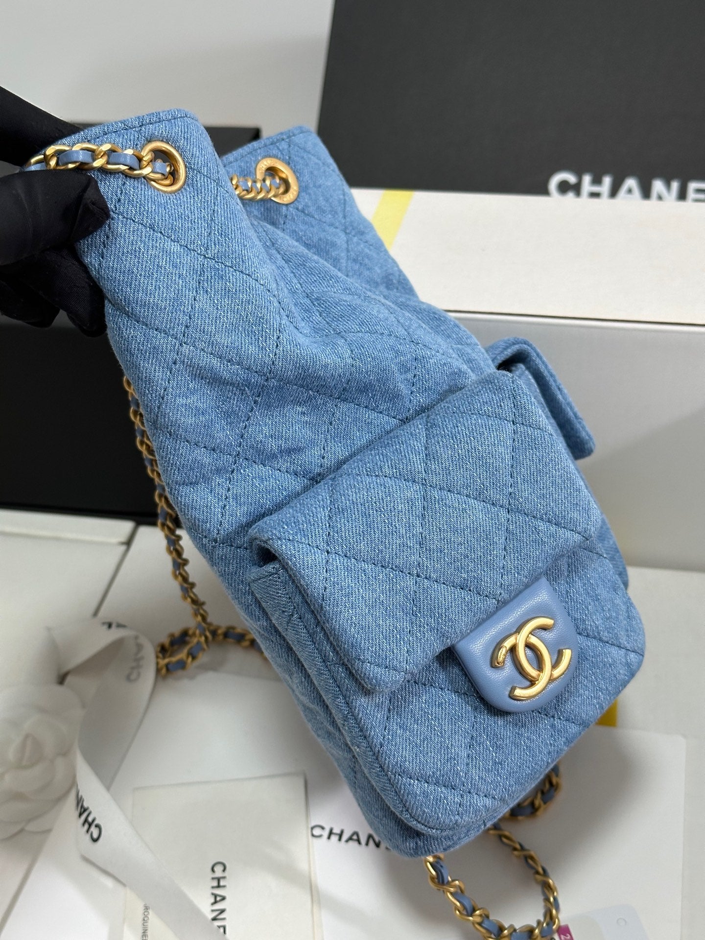 CC 25C Backpack 24.3cm Demin Blue Washed denim Gold Hardware 243645 mysite