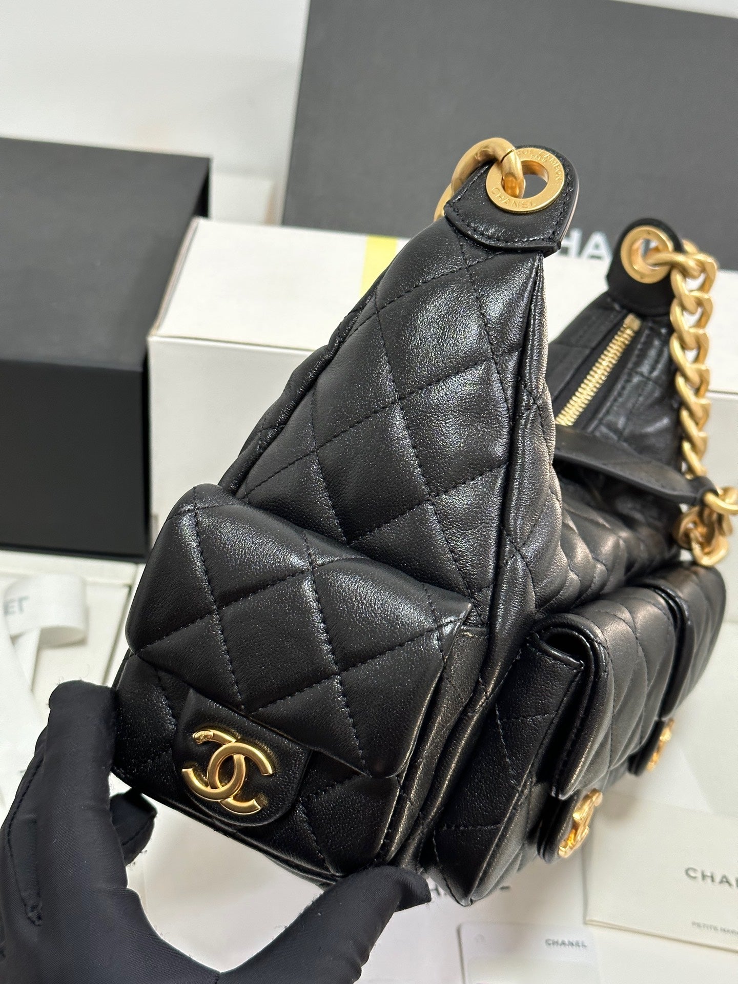 CC 25C Hobo 31cm Black Lambskin Gold Hardware 243540 mysite