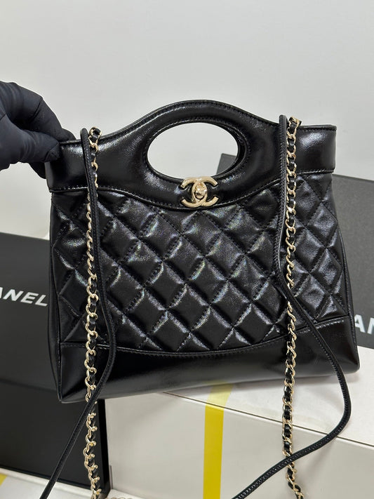 CC 25P Mini 31 Bag Black Waxed Sheepskin Gold Hardware 243582 mysite