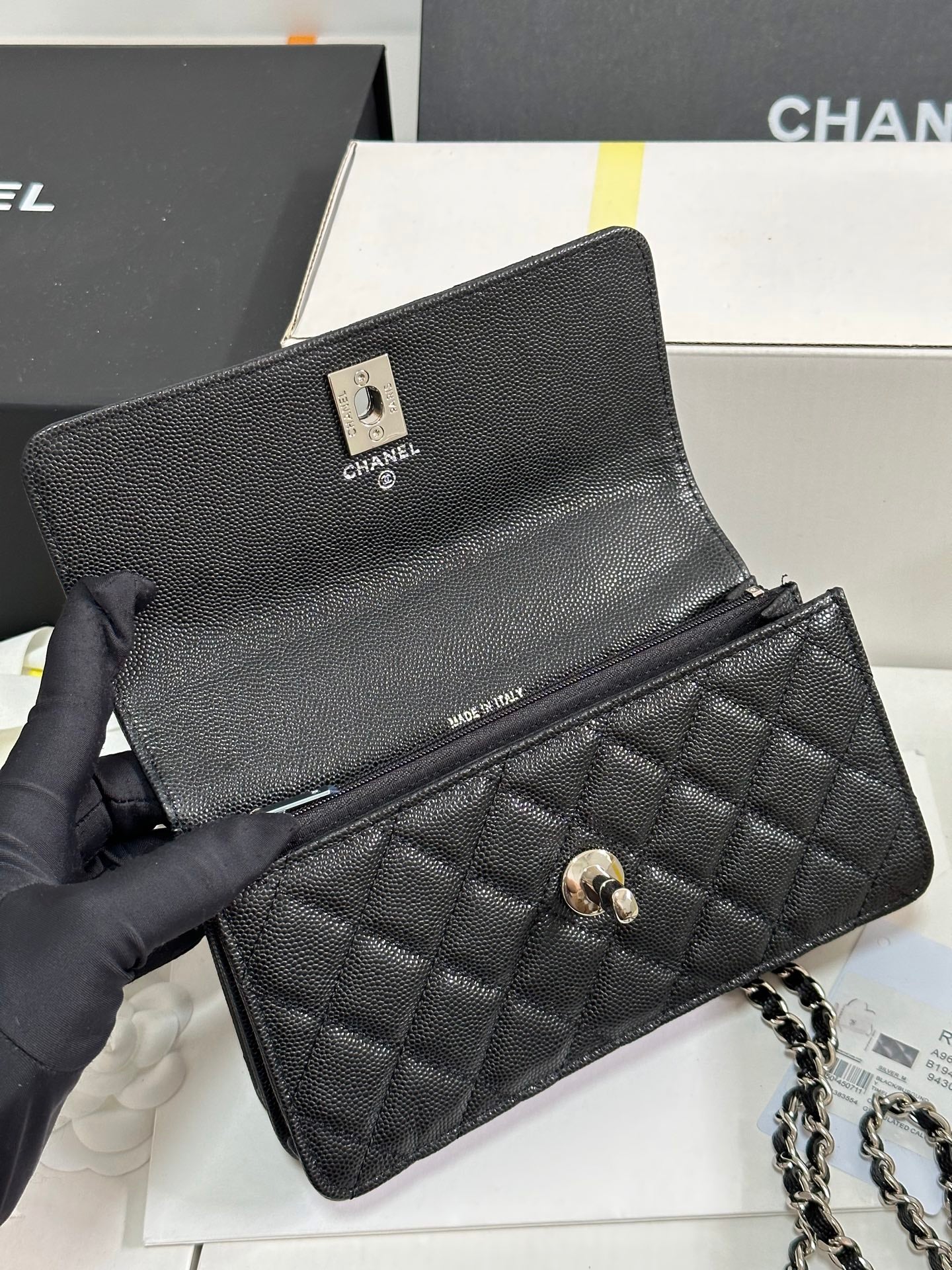 CC 25P Wallet Woc Handle 17cm Black Leather Silver Hardware 243445 mysite