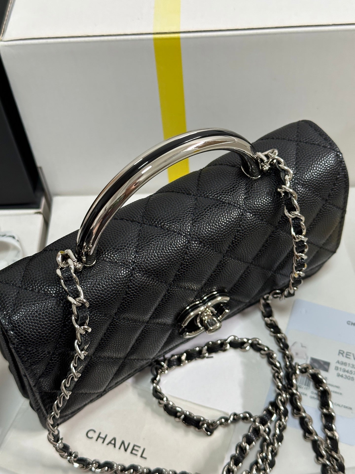 CC 25P Wallet Woc Handle 17cm Black Leather Silver Hardware 243445 mysite