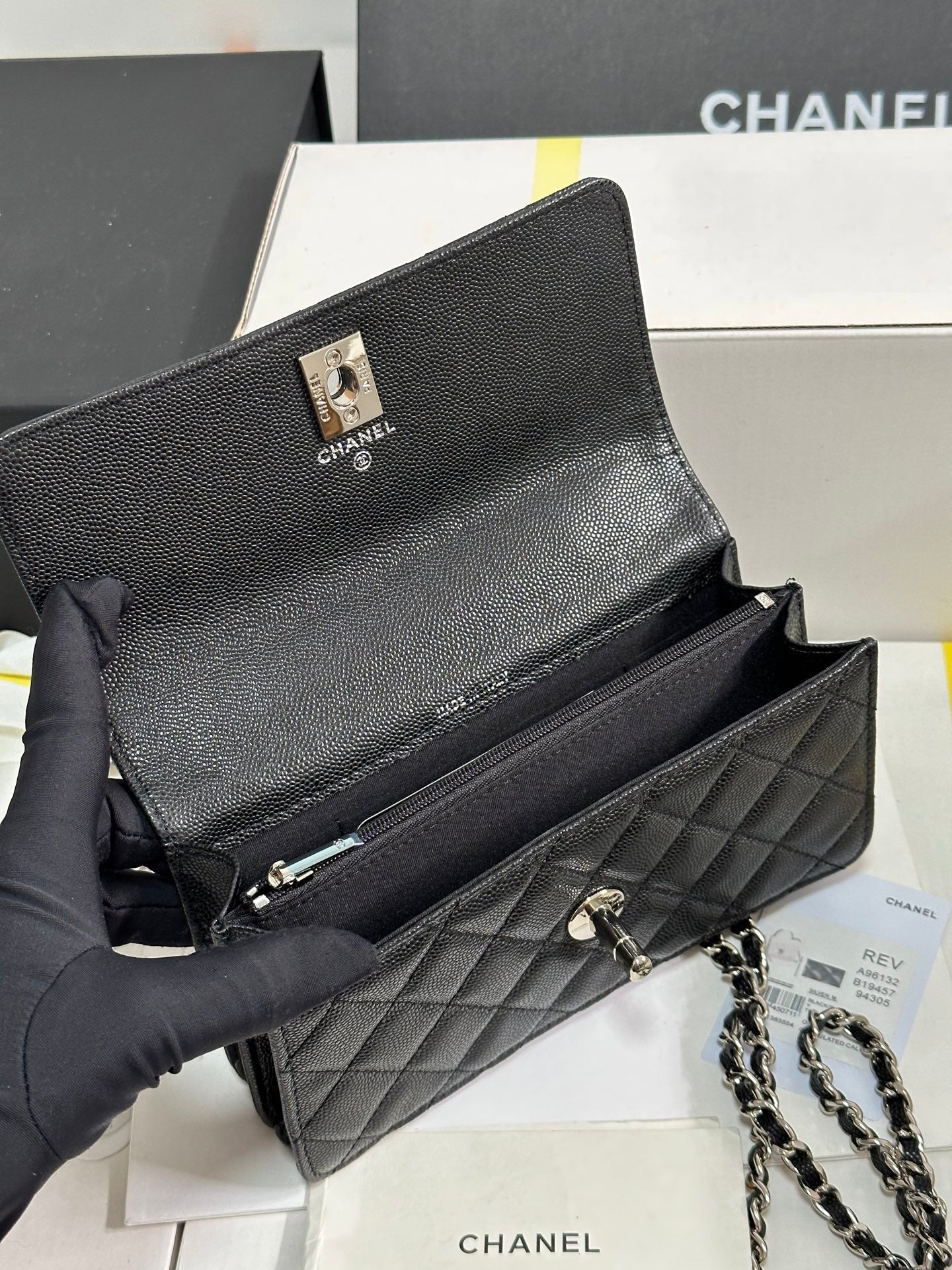 CC 25P Wallet Woc Handle 17cm Black Leather Silver Hardware 243445 mysite