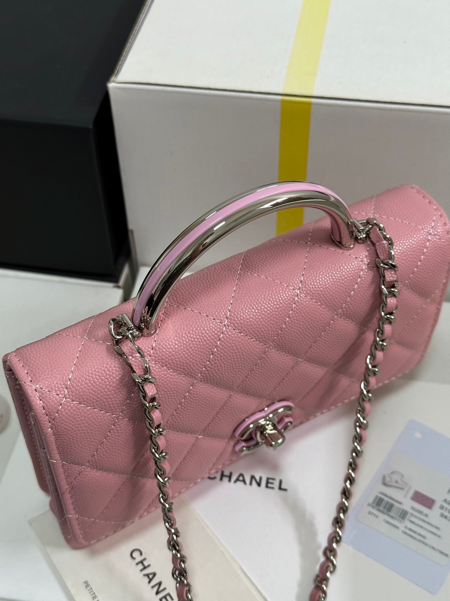 CC 25P Wallet Woc Handle 19cm Pink Pastel Leather Silver Hardware 243448 mysite