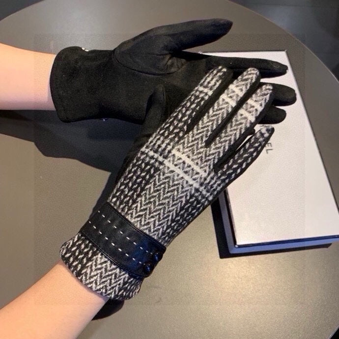 GLOVES IN BLACK MIX WHITE WOOL 429245 mysite