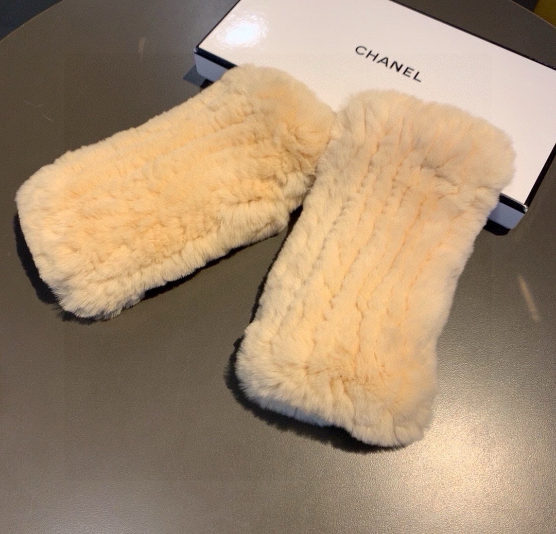 FINGERLESS HALF GLOVES IN BEIGE CREAM RABBIT FUR 462277 mysite