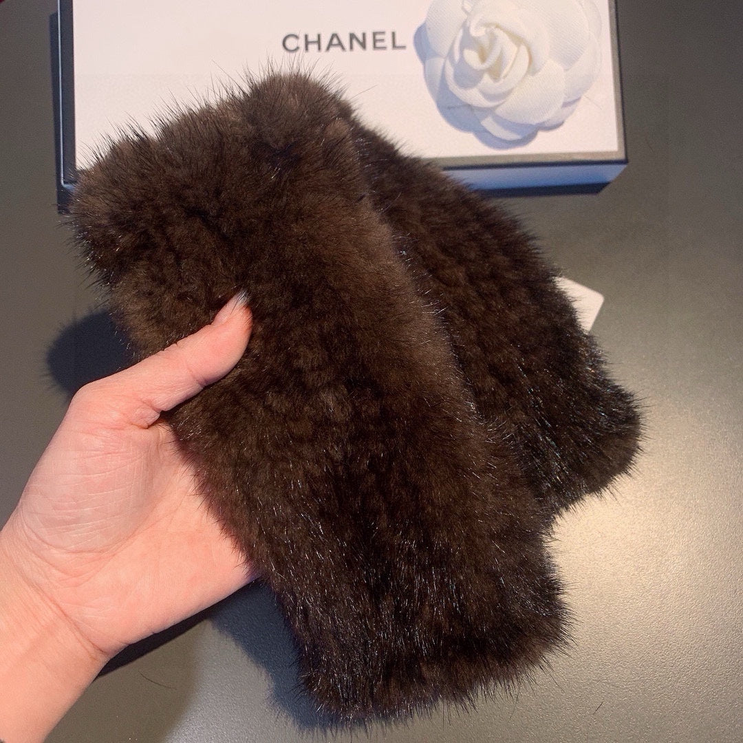 FINGERLESS GLOVES IN GINGERBREAD BROWN RABBIT FUR 462280 mysite